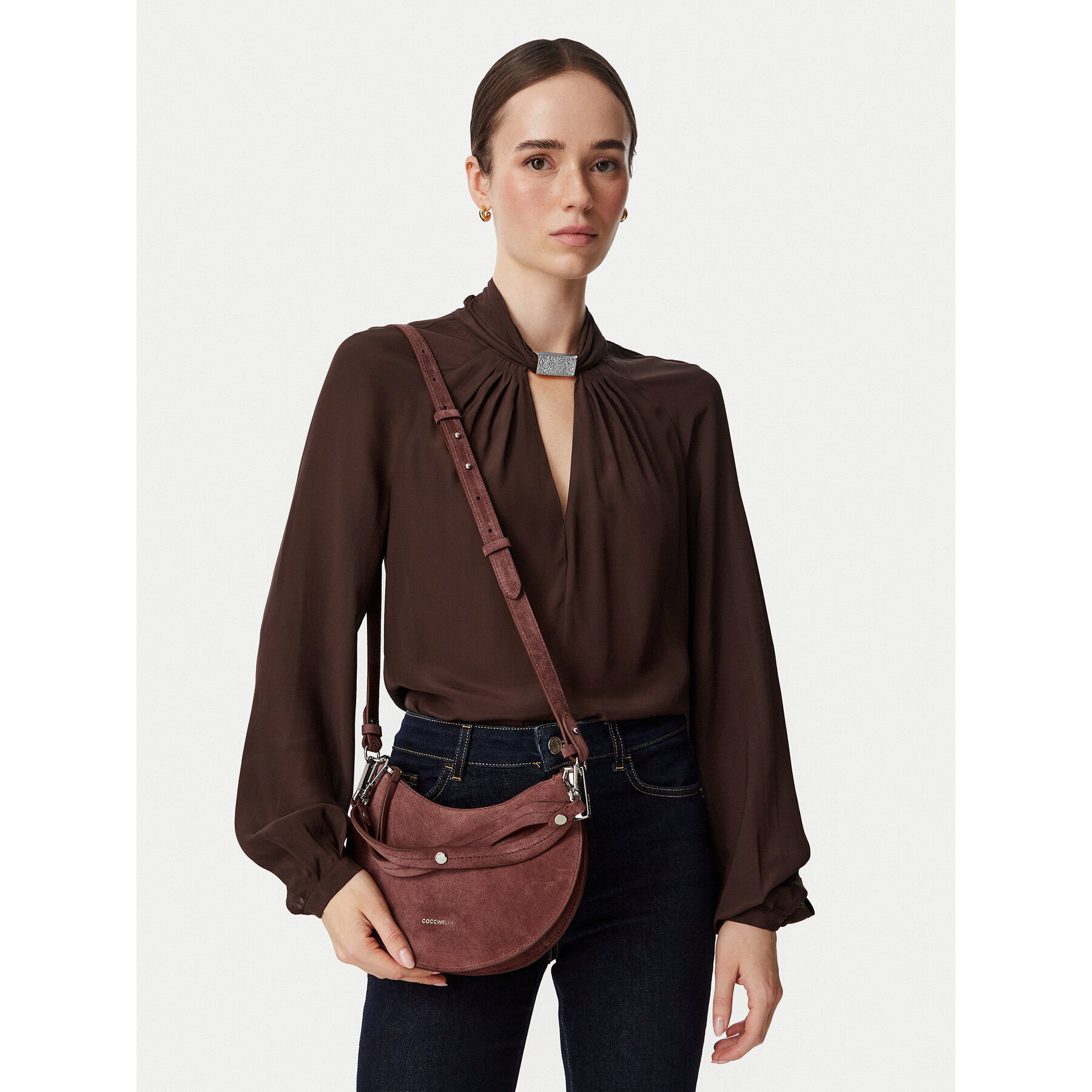 Дамска чанта Coccinelle QKG Coccinellesunup Suede E1 QKG 13 03 01 Бордо