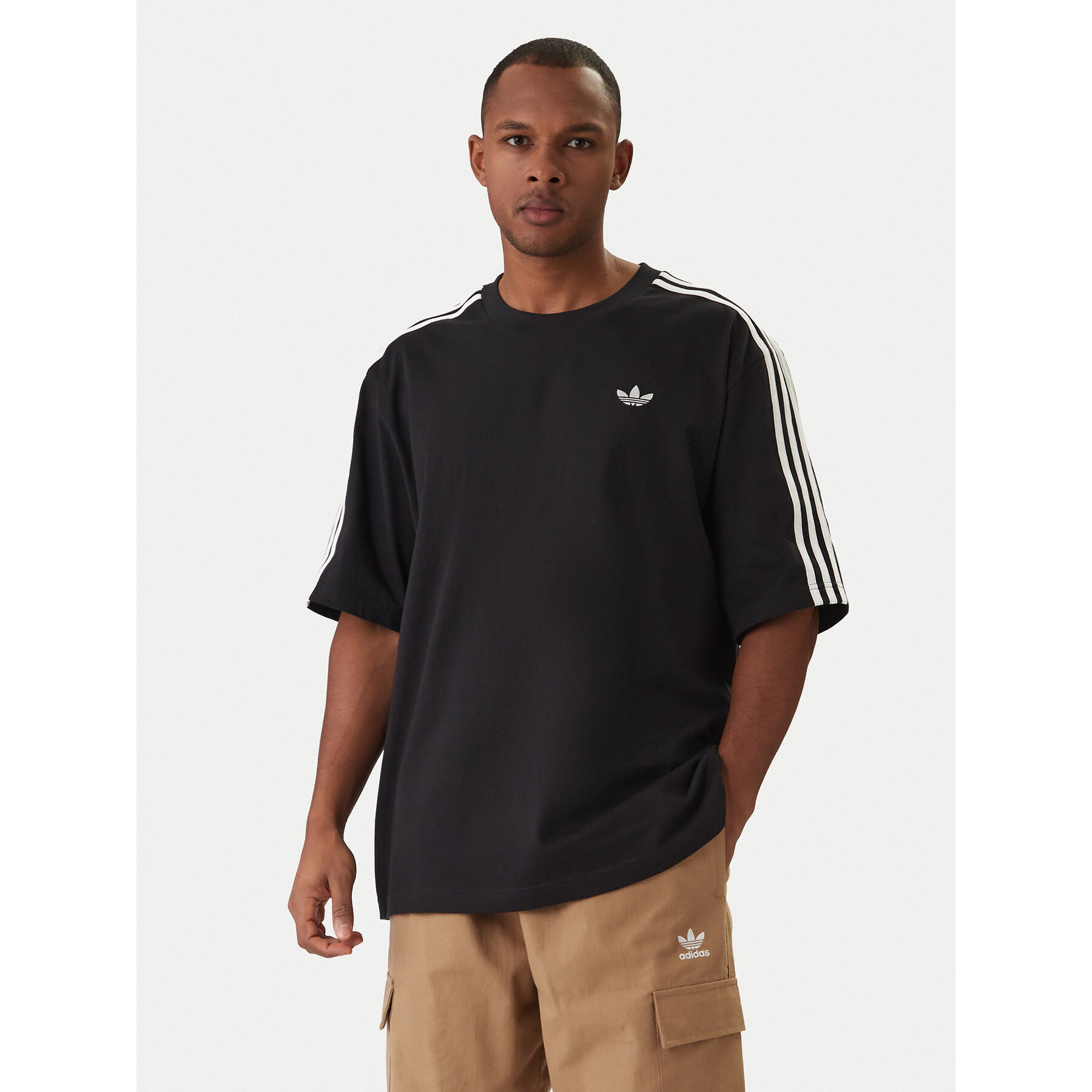 adidas T-Shirt adicolor 3-Stripes KD4095 Μαύρο Oversize