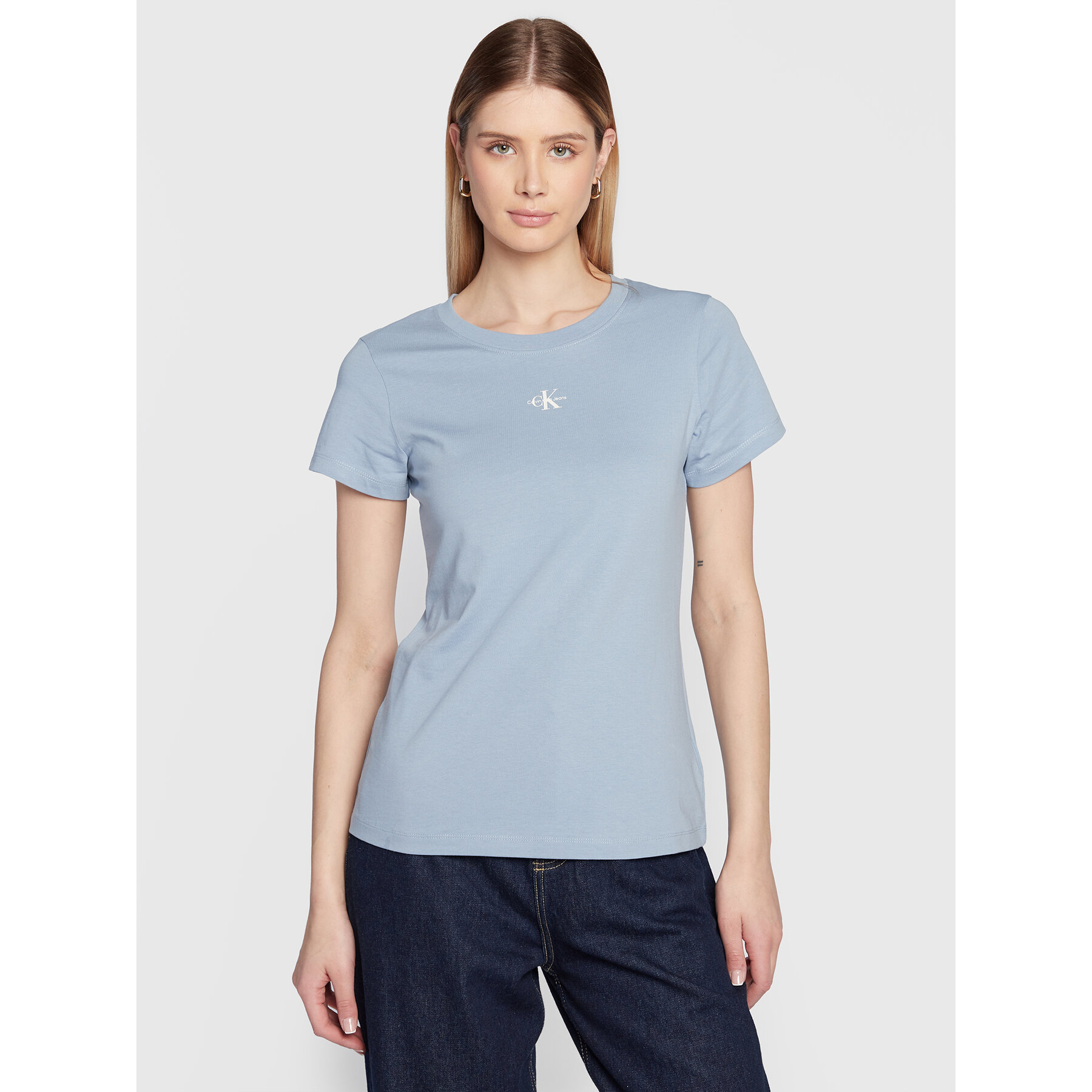 Calvin Klein Jeans T-Shirt J20J220300 Himmelblau Slim Fit