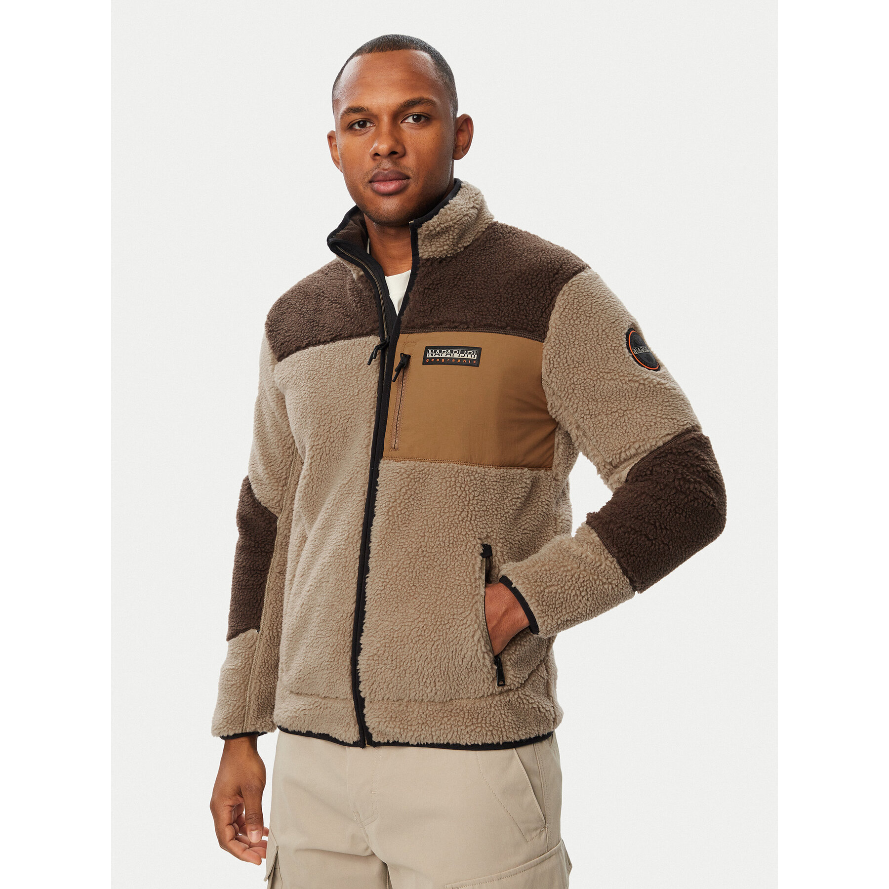 Napapijri Fleecejacke Yupik NP0A8AZU Dunkelbeige Regular Fit