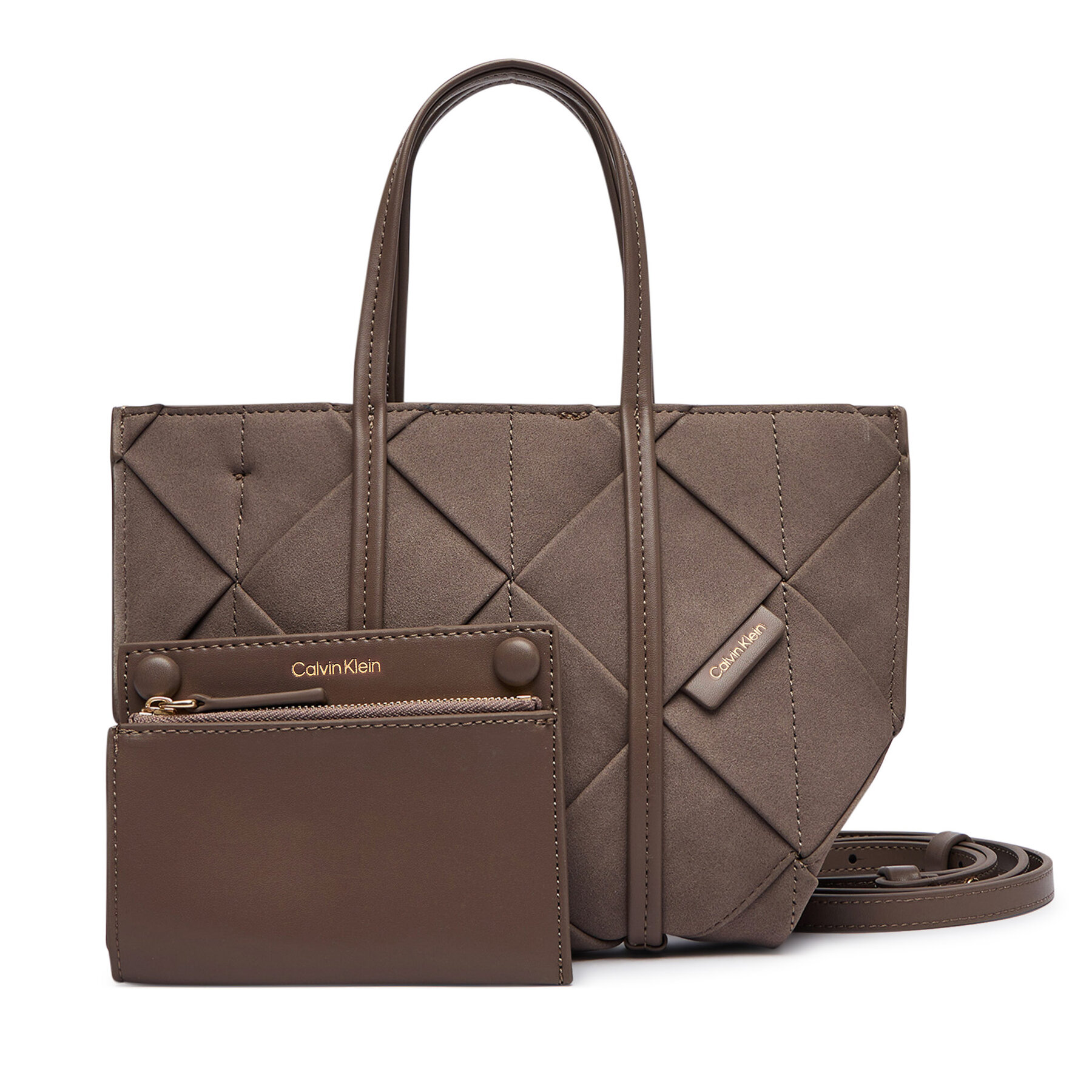 Kabelka Calvin Klein Woven Sueded Mini Tote Crossbody LV04F3696G Hnedá
