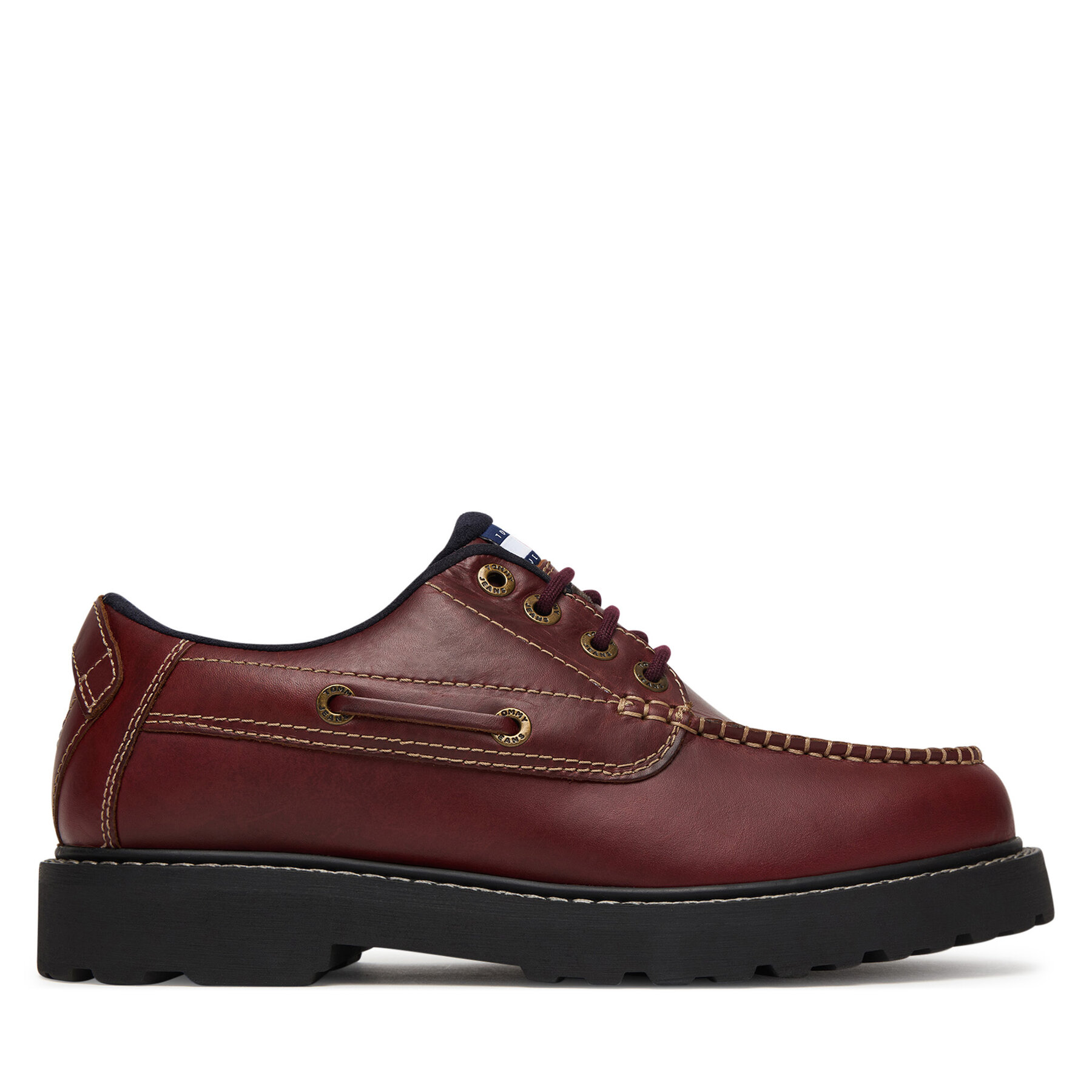 Pantofi Tommy Jeans Archive 01 Boat Shoe Leather EM0EM01651 Maro