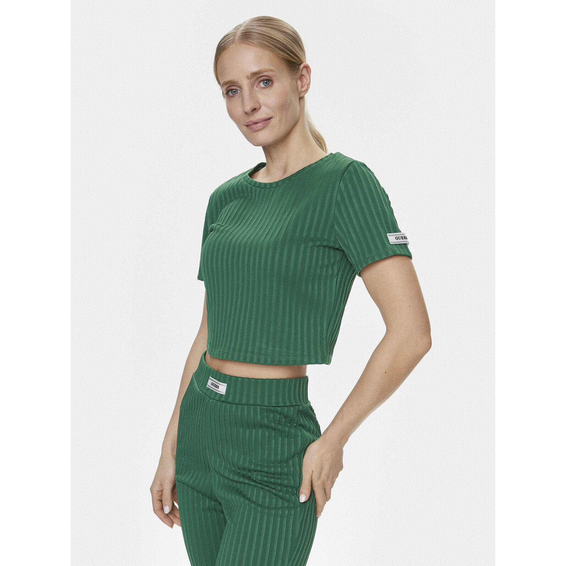 Guess Guess T-Shirt Anneka Crop Tee V4RI02 KC2U2 Πράσινο Cropped Fit