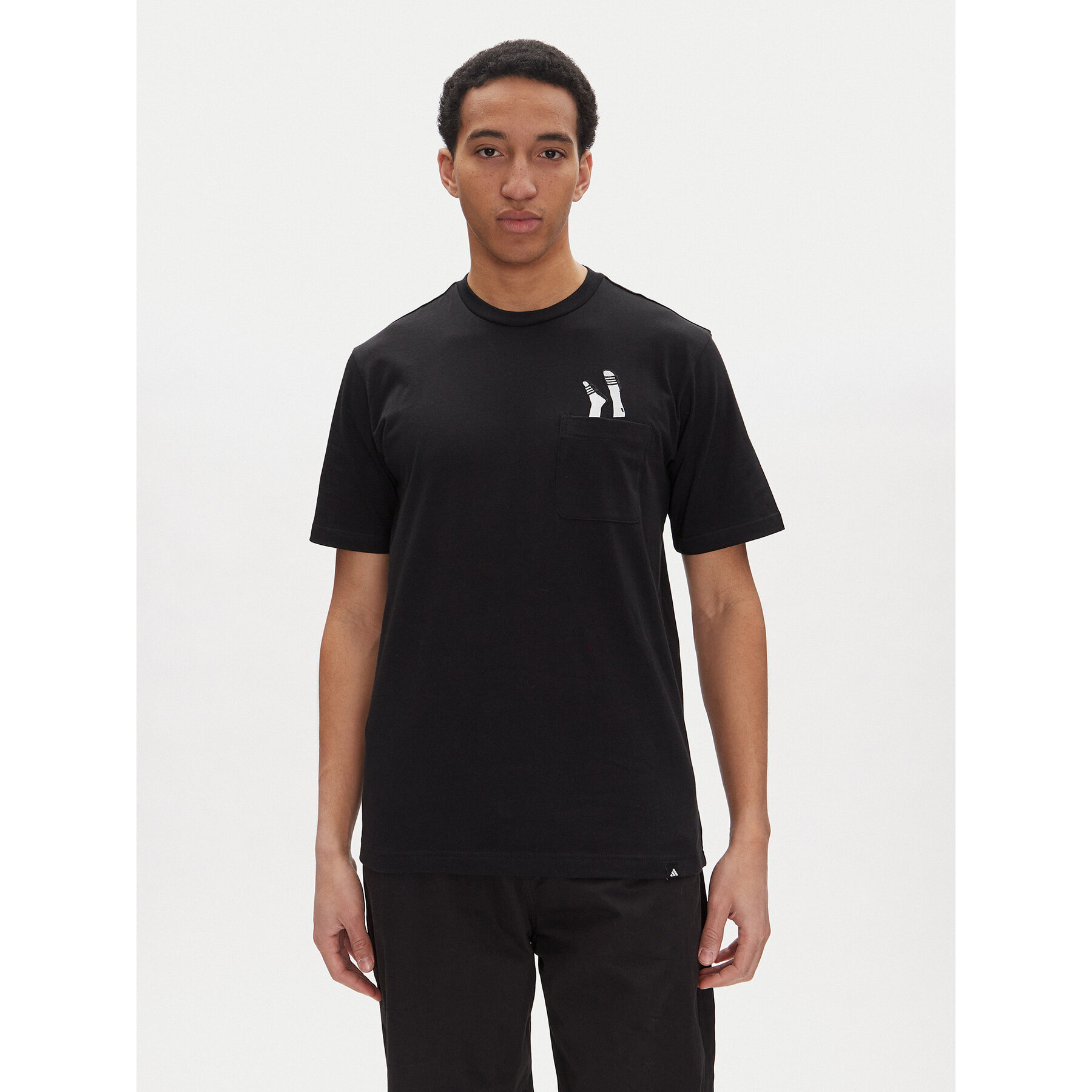 adidas T-Shirt Lounge Slides Graphic Pocket JC5283 Nero Regular Fit