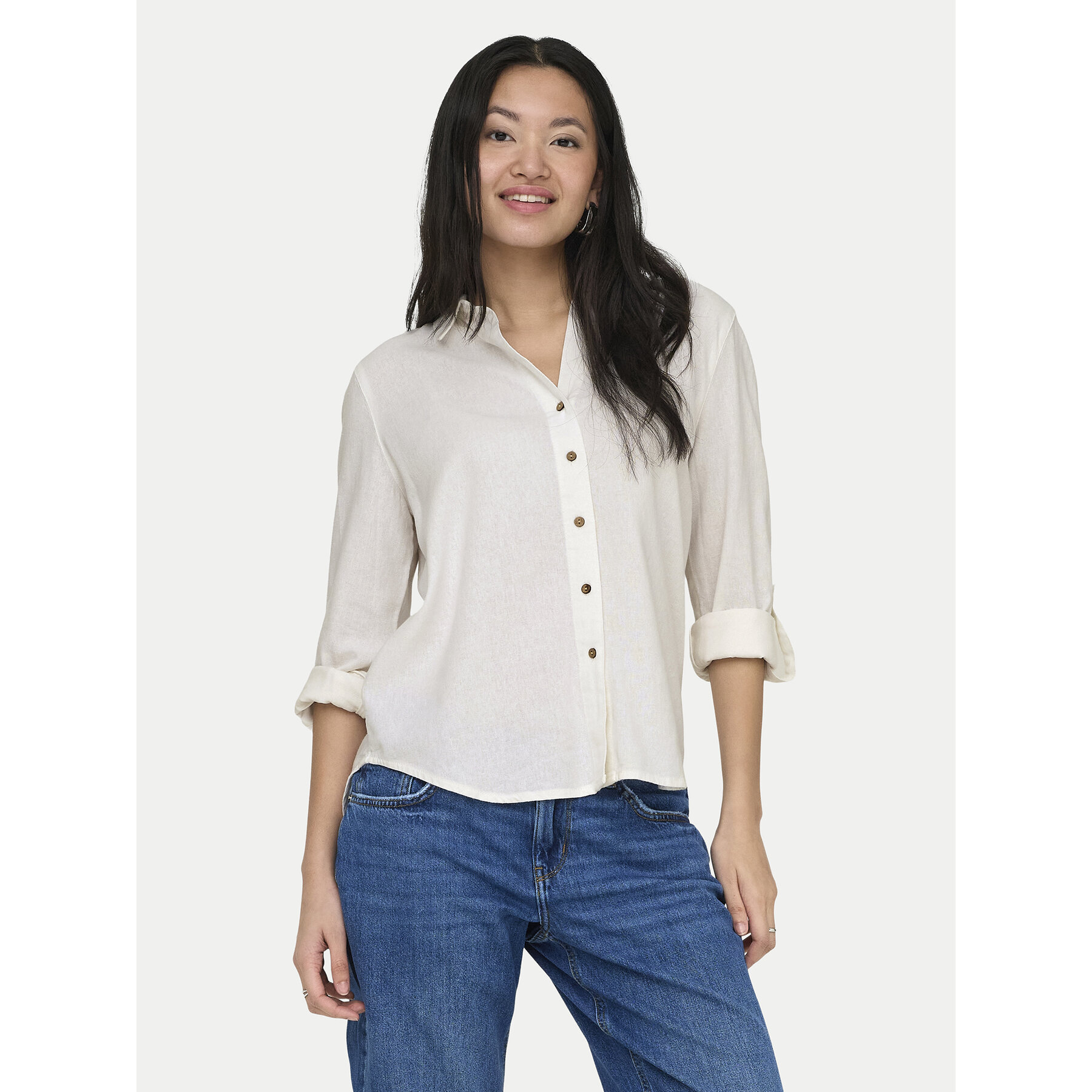 ONLY Hemd Goa 15363991 Weiß Loose Fit