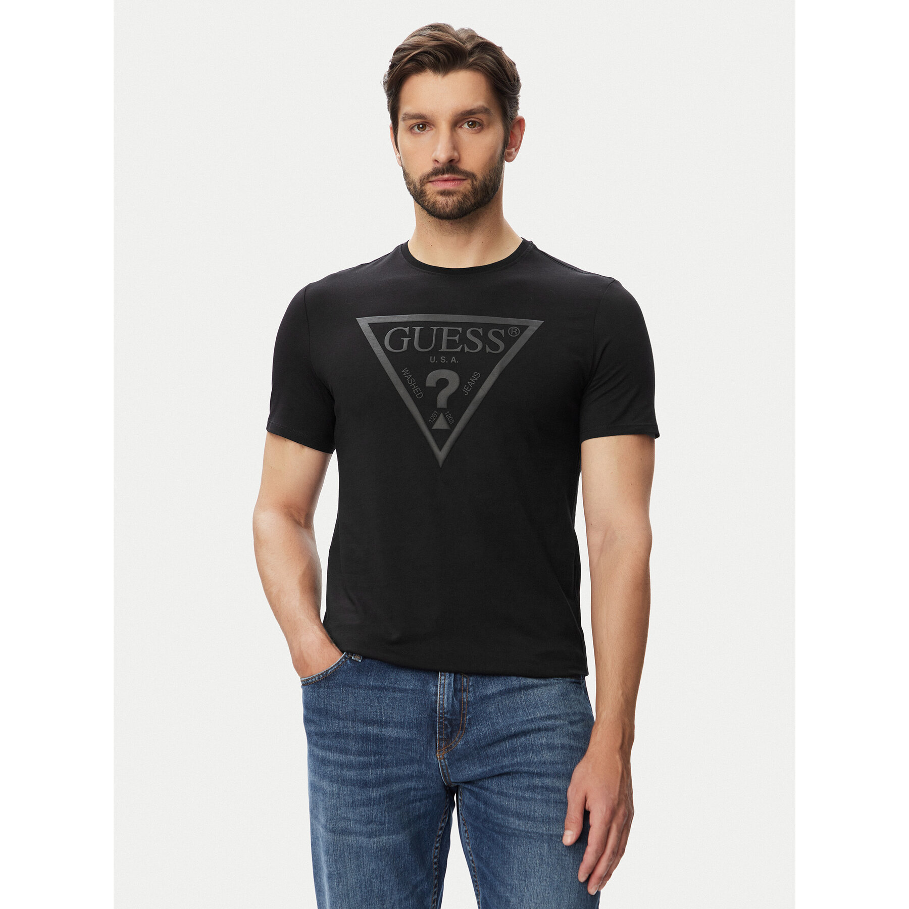 Guess T-shirt M6YI71 K3745 Crna Slim Fit
