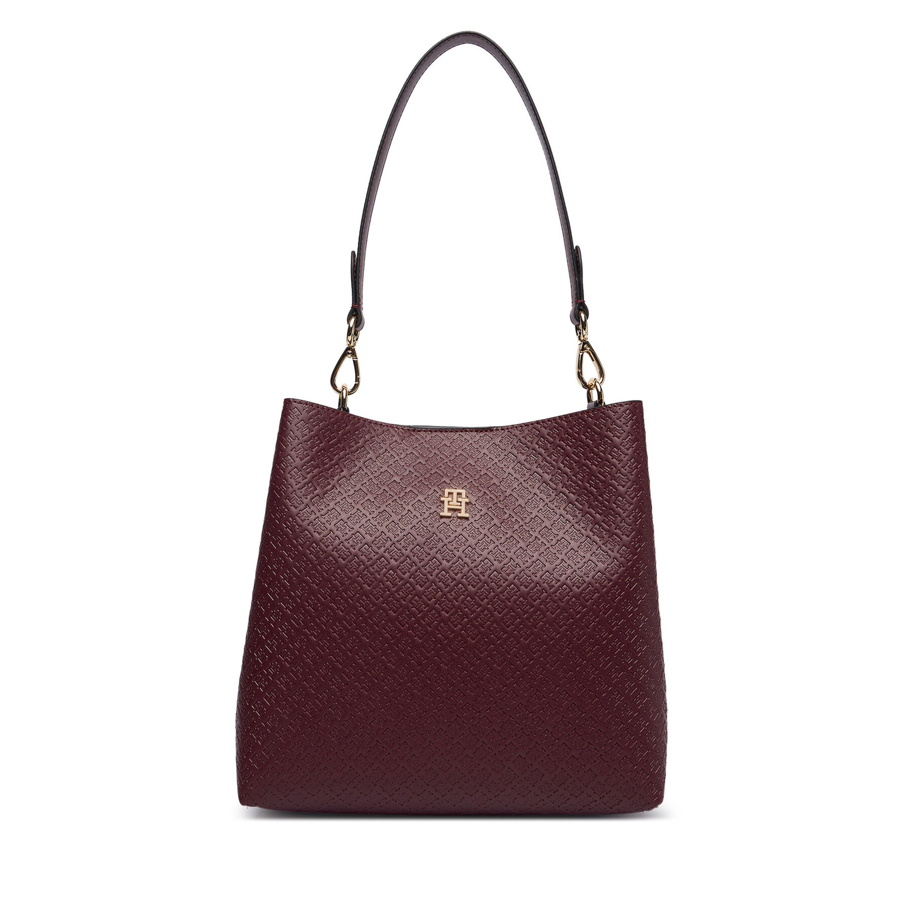 Geantă Tommy Hilfiger Th Icon Shoulder Bag Mono AW0AW19000 Vișiniu