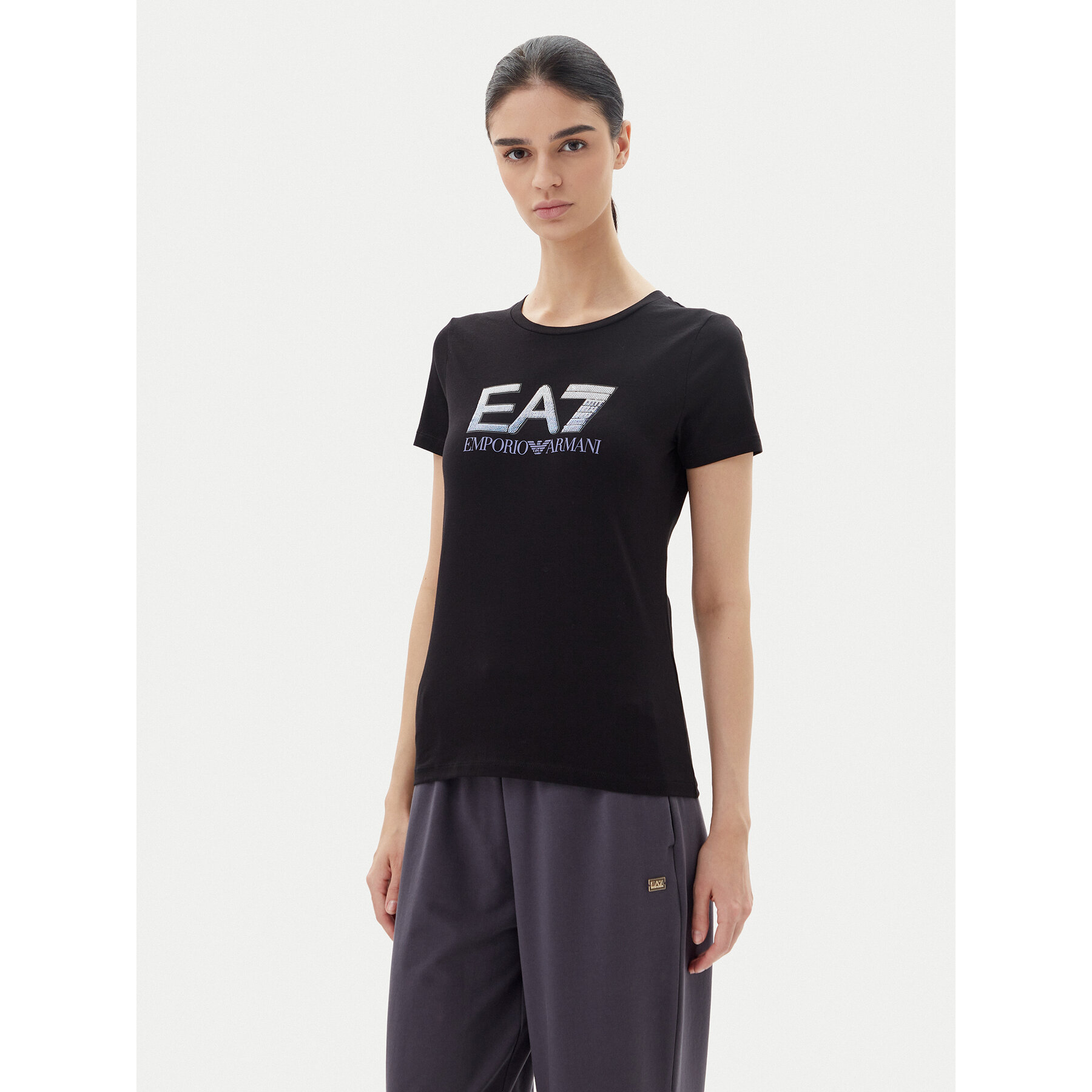 EA7 Emporio Armani Póló 7W000183 AF10373 UC001 Fekete Regular Fit