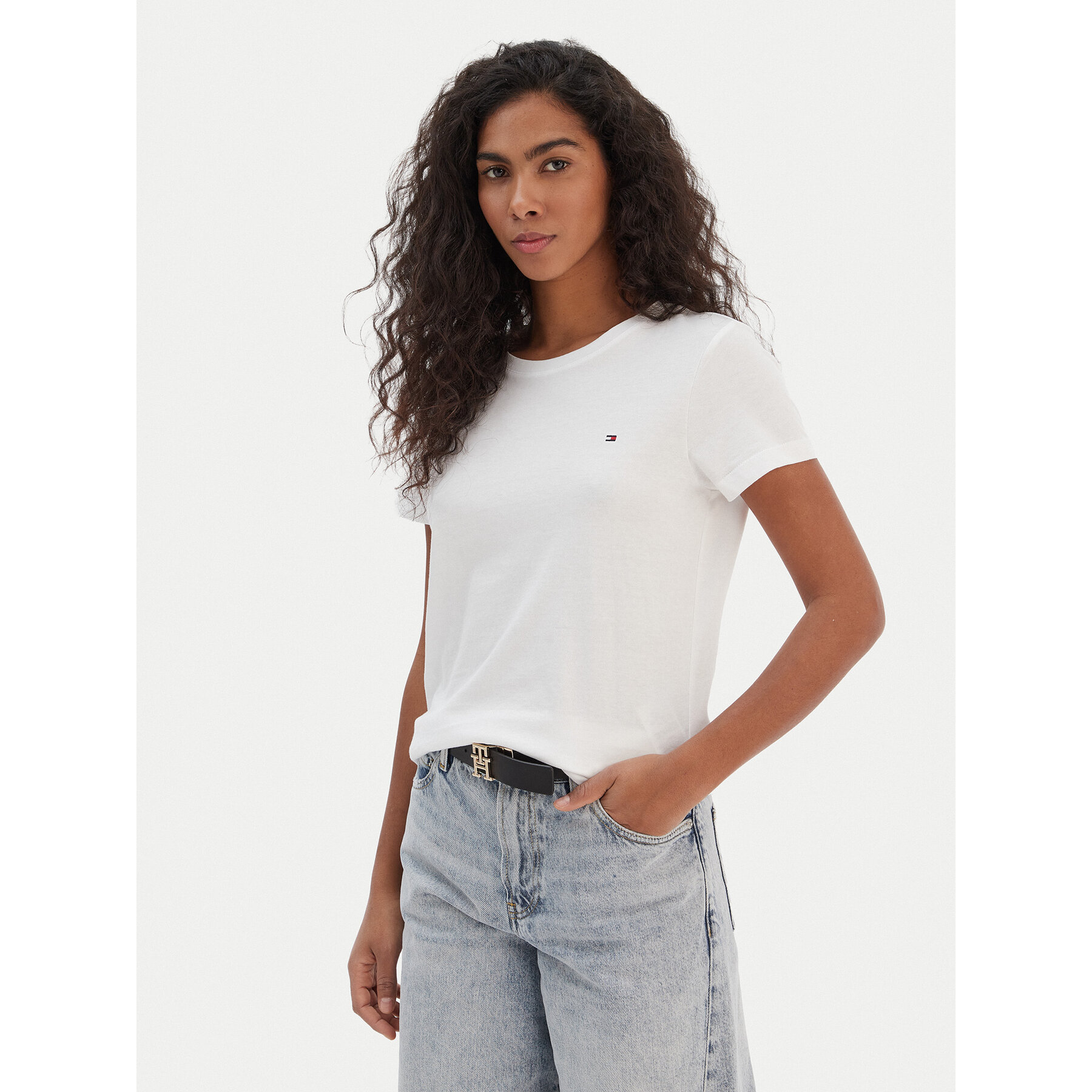 Tommy Hilfiger T-shirt WW0WW22043 Bijela Regular Fit