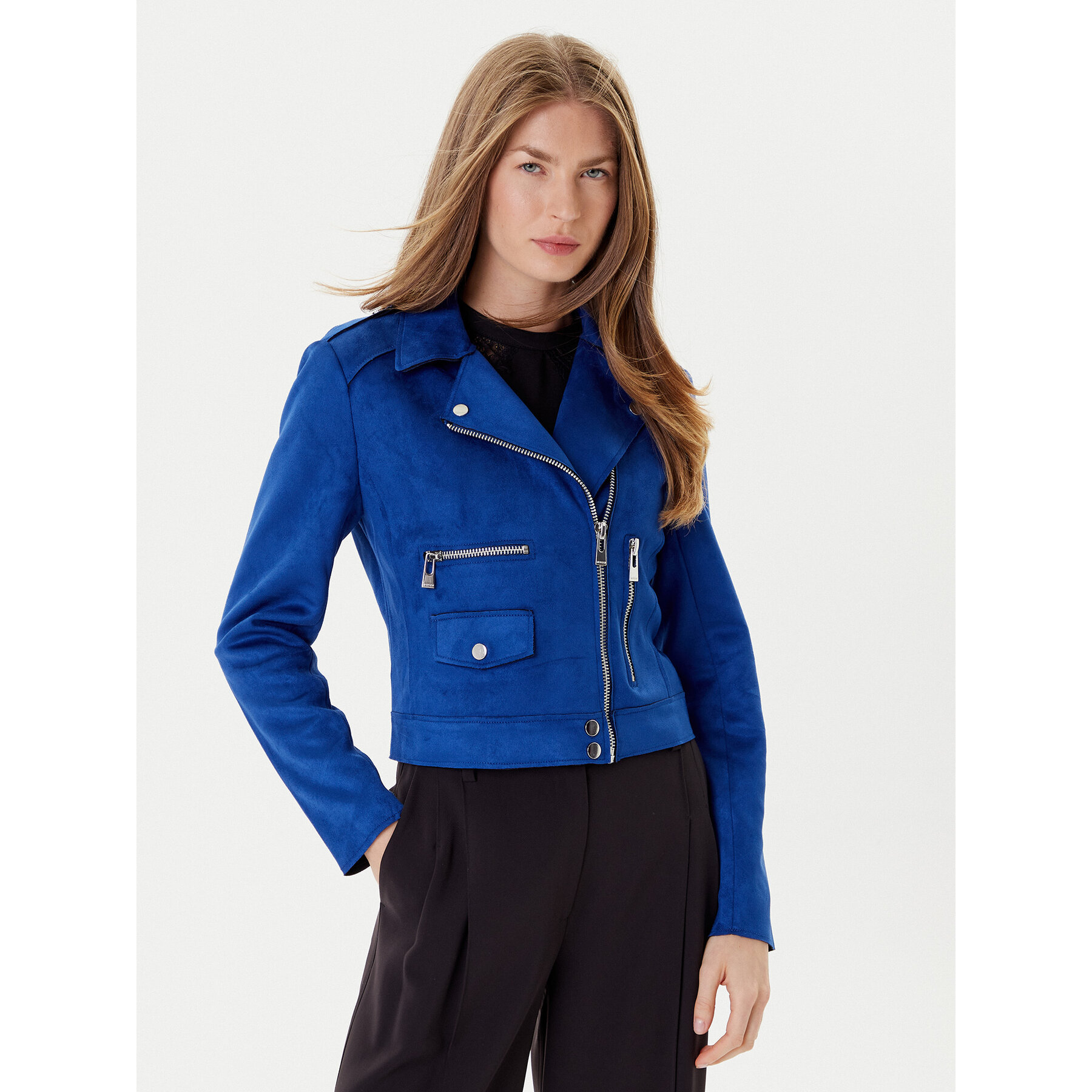 Morgan Jacke aus Kunstleder 241-GOUSMI Blau Regular Fit