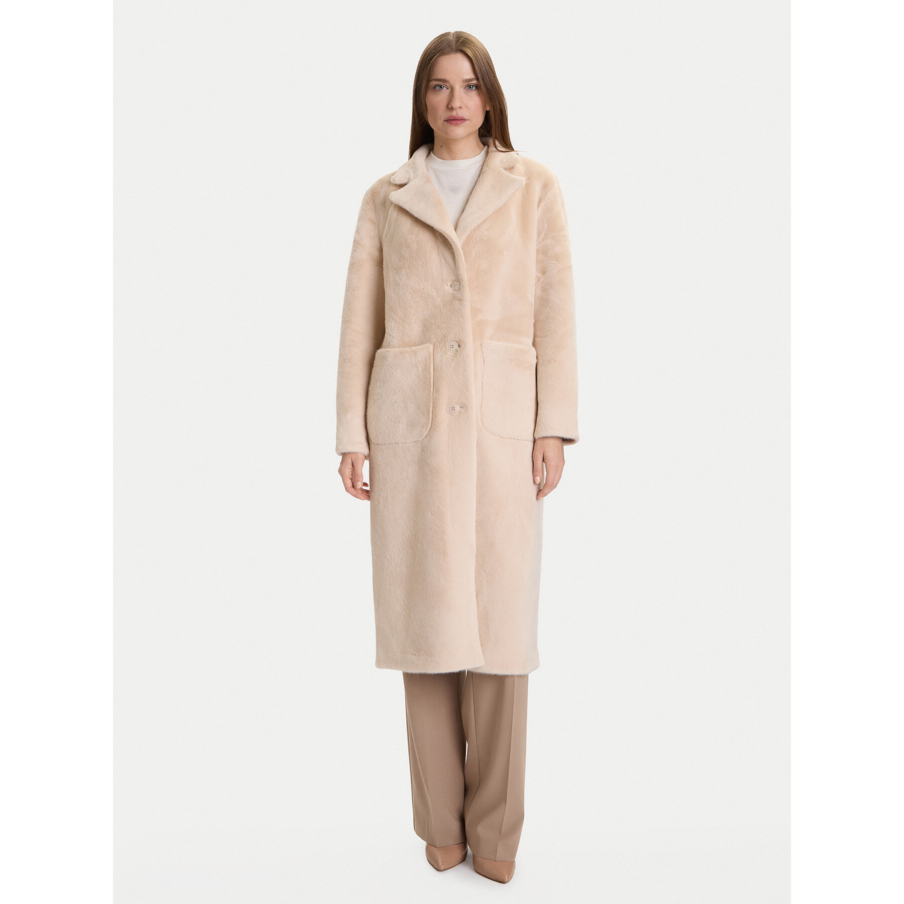 Rinascimento Pelzmantel CFC0122205003 Beige Regular Fit