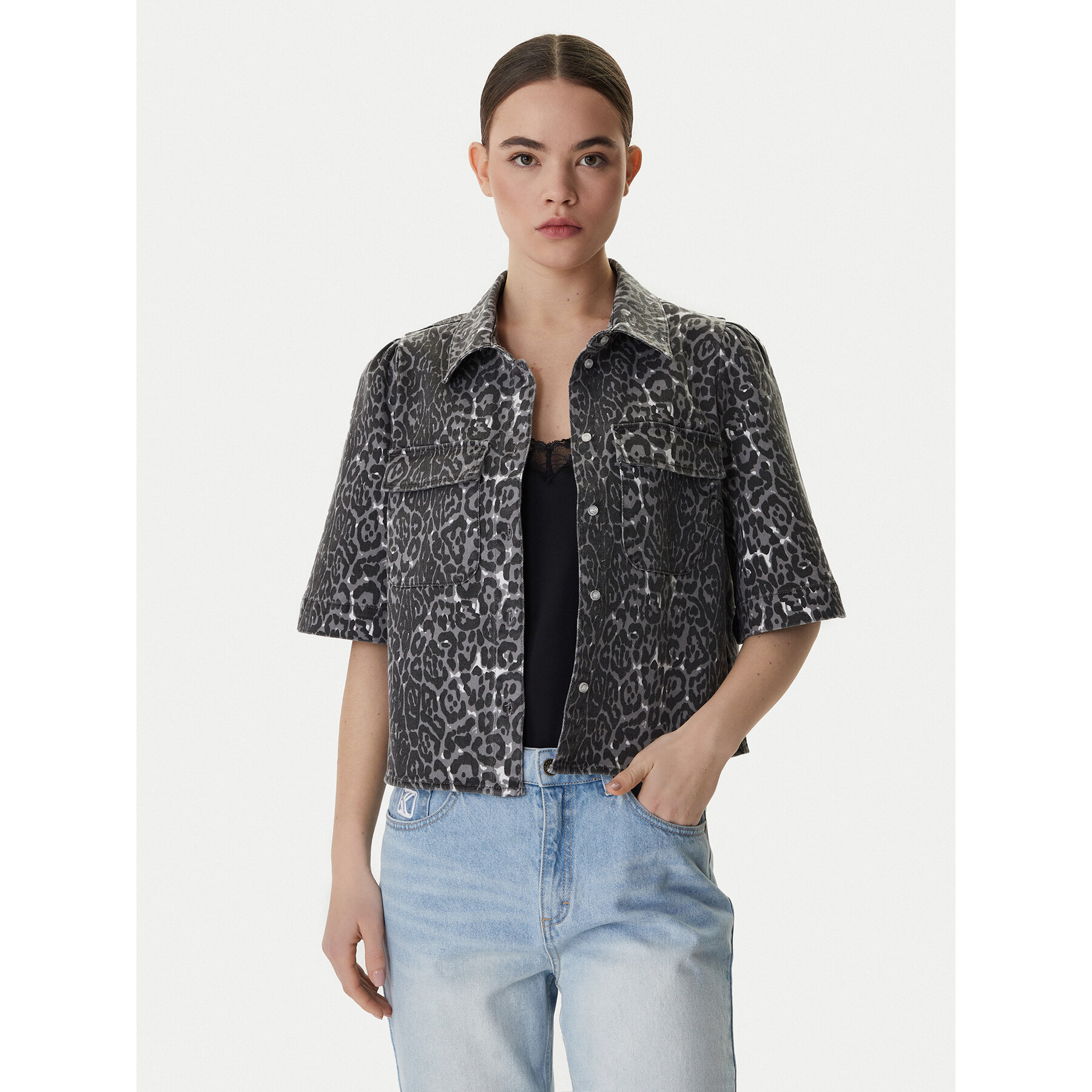Vero Moda Jeanshemd Bella 10336318 Grau Loose Fit