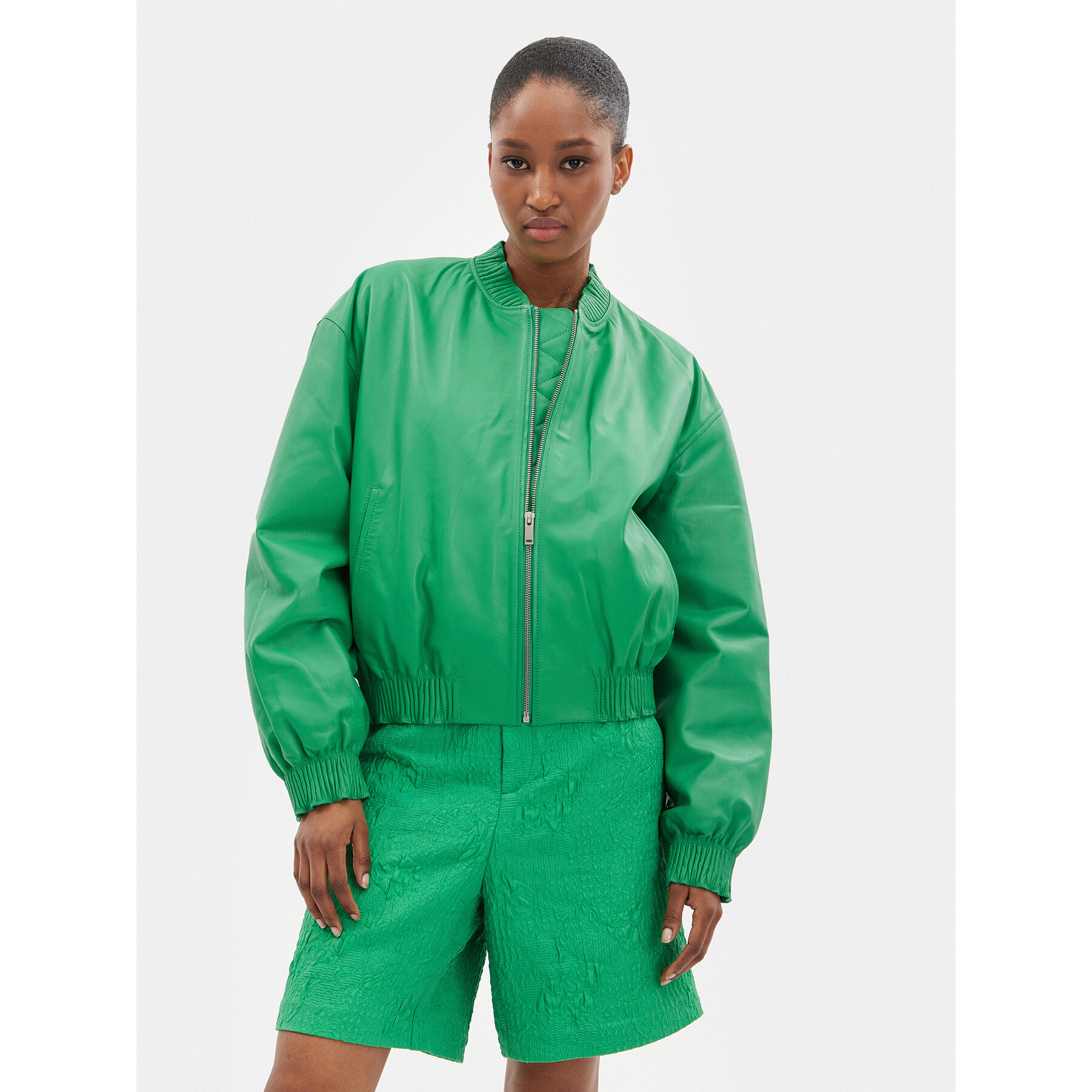 Custommade Lederjacke Francette 999418856 Grün Relaxed Fit