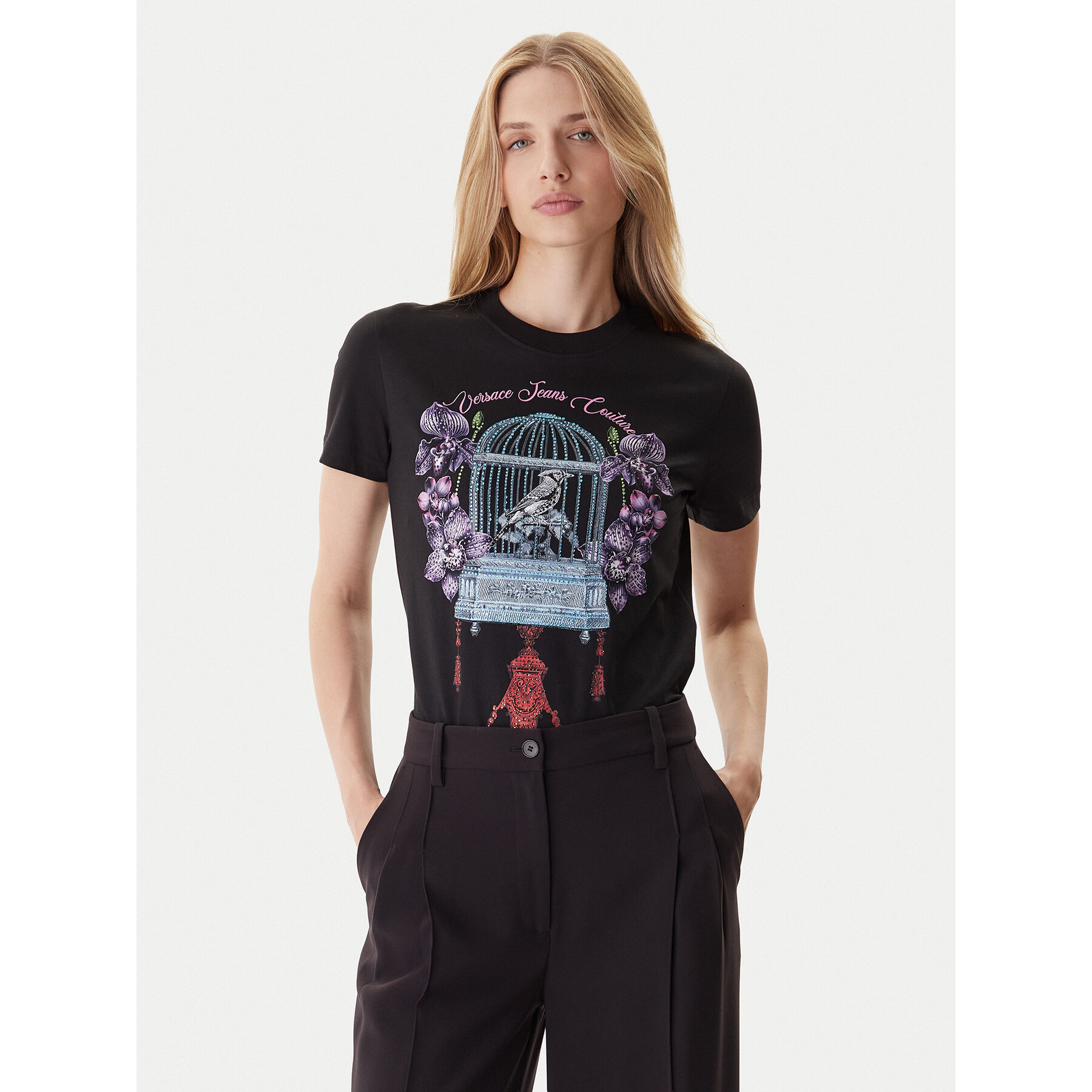 Versace Jeans Couture T-Shirt 79HAHP04 CJ01P Schwarz Regular Fit