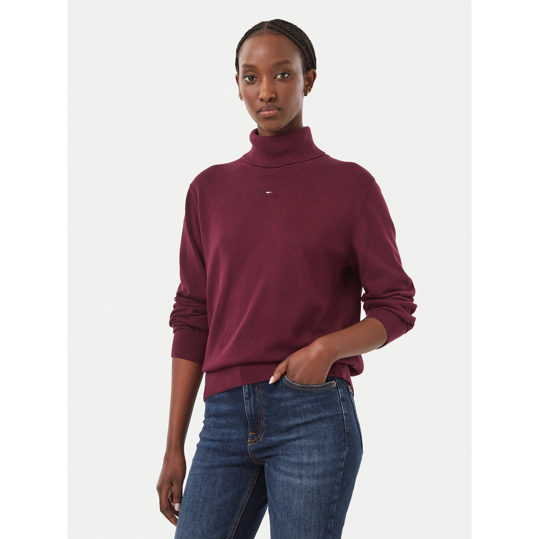 Tommy Jeans Rollkragenpullover Essential DW0DW23361 Violett Regular Fit