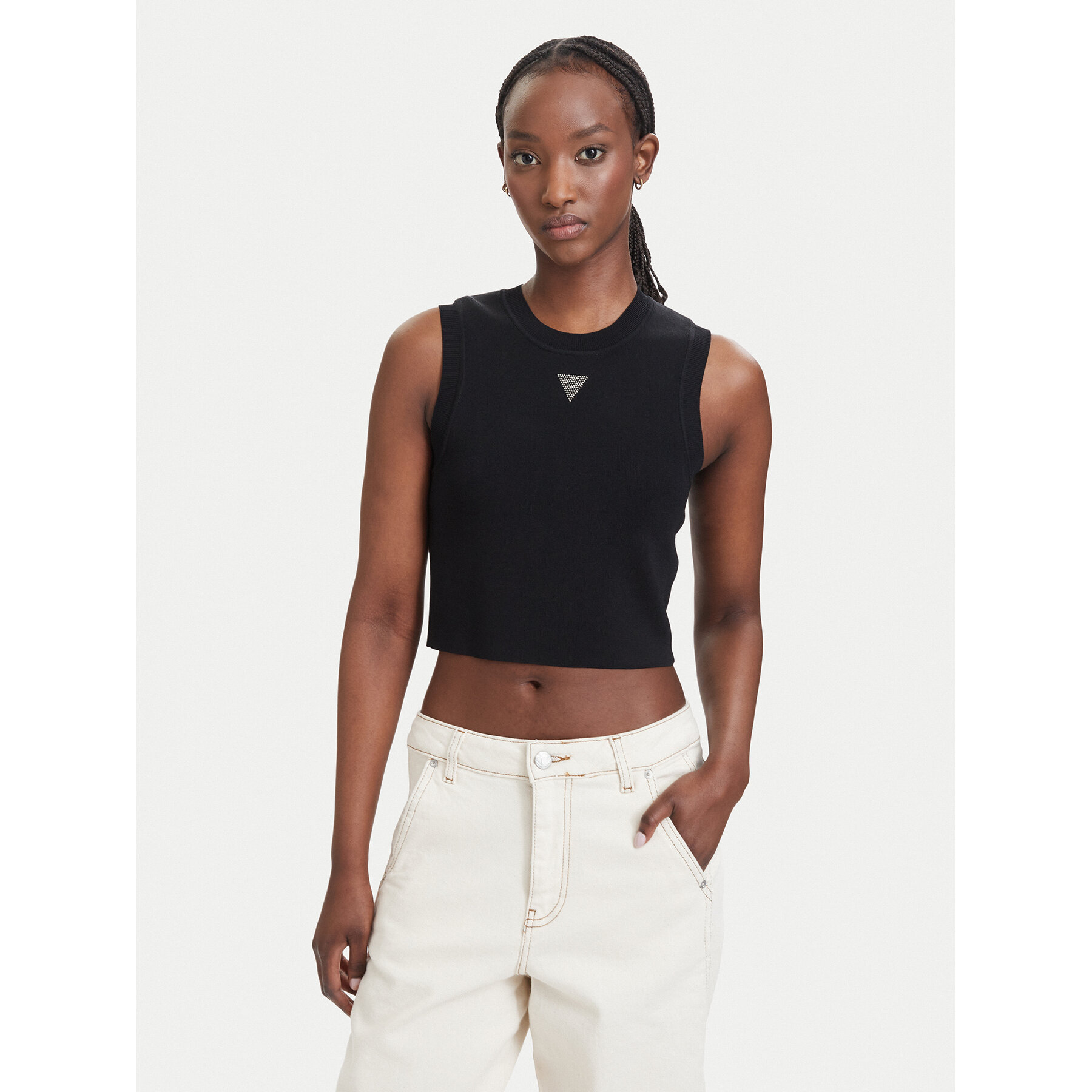 Guess Top W4GZ34 Z3F40 Črna Slim Fit