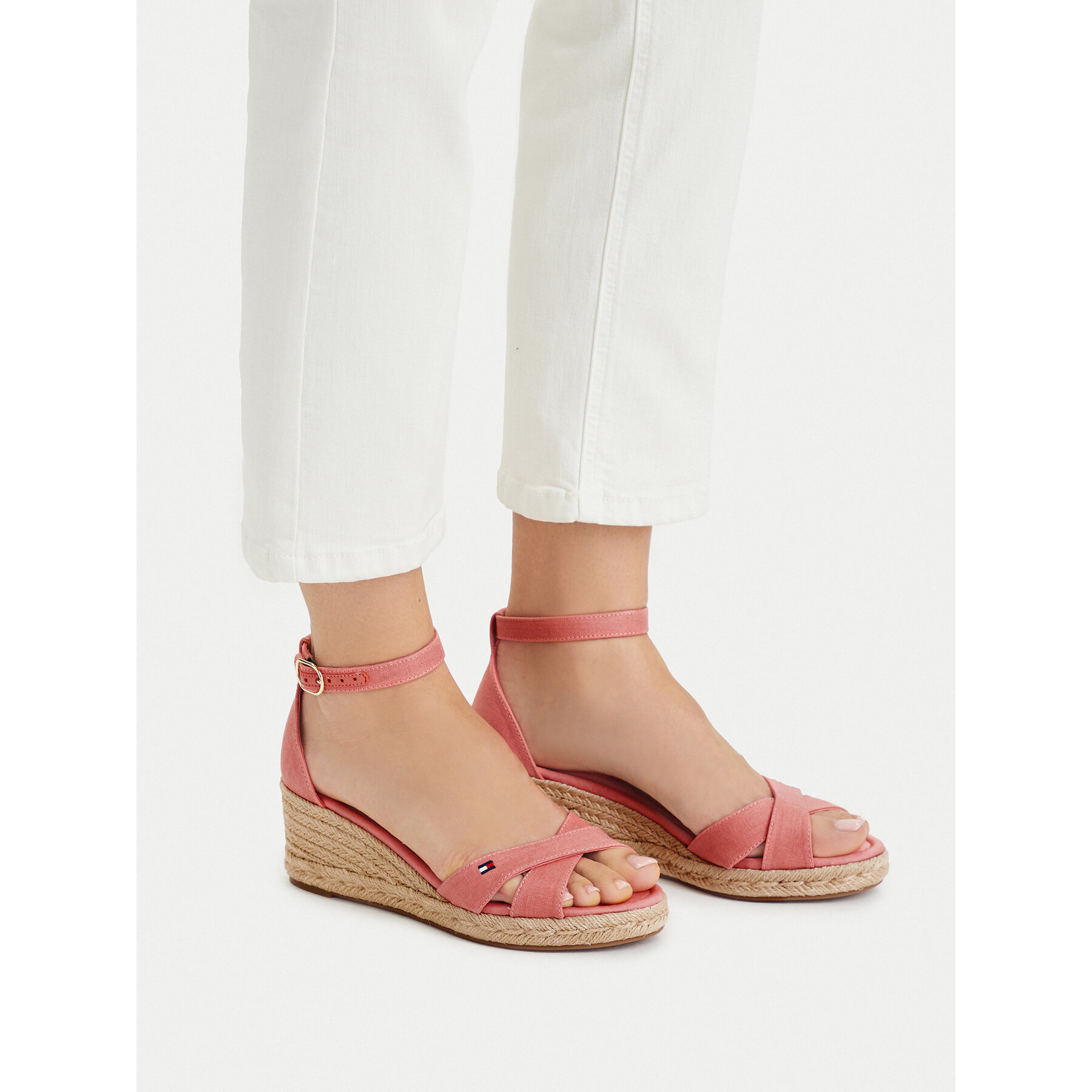 Espadrile Tommy Hilfiger Hemp Crossover Strap Wedge Espadrilles FW0FW09332 Ružičasta