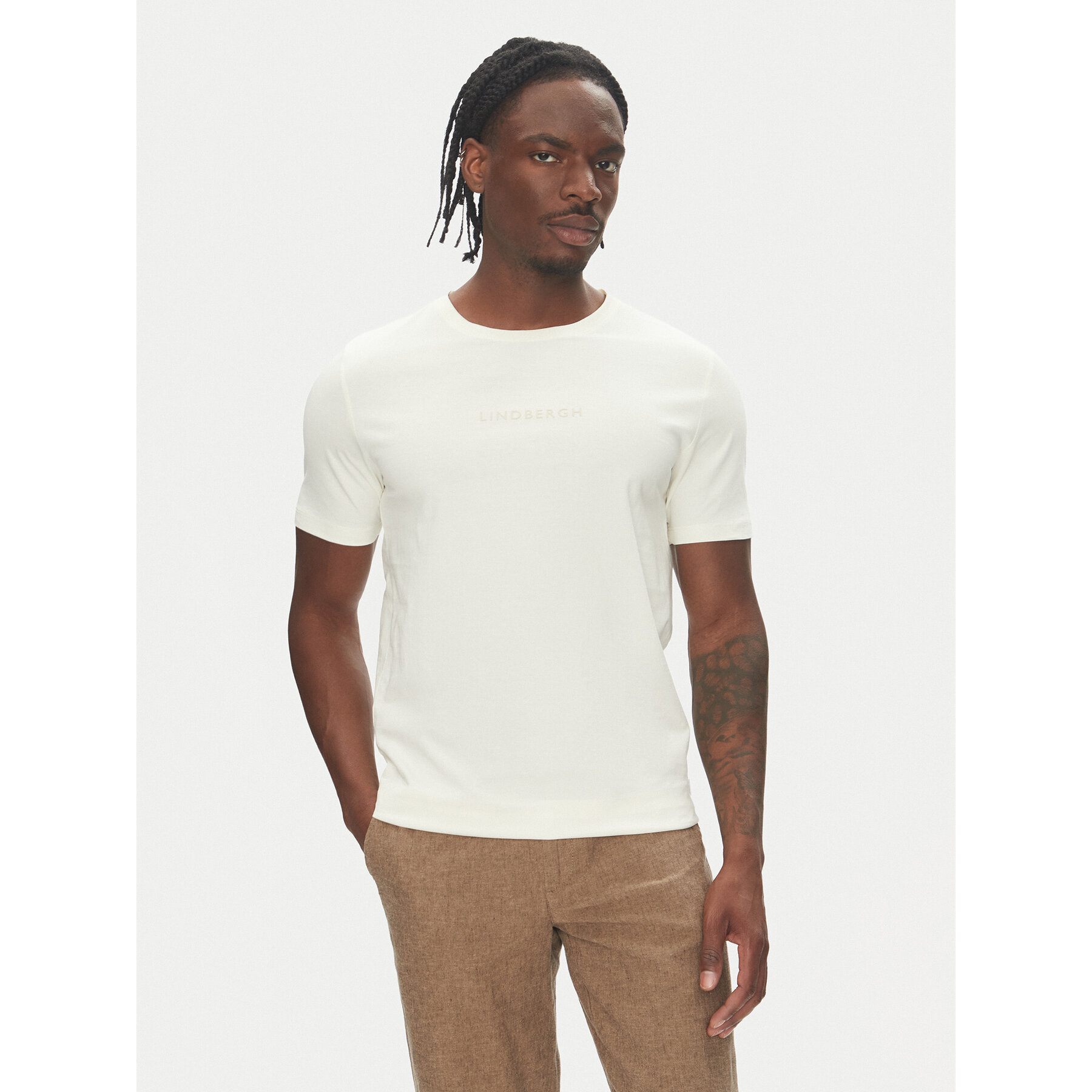 Lindbergh Lindbergh T-Shirt 30-400200 Εκρού Relaxed Fit