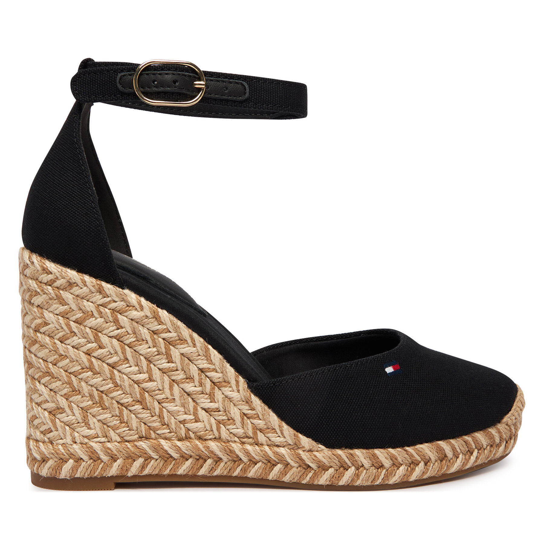 Espadrile Tommy Hilfiger Flag High Wedge Espad Closed Toe FW0FW09225 Črna