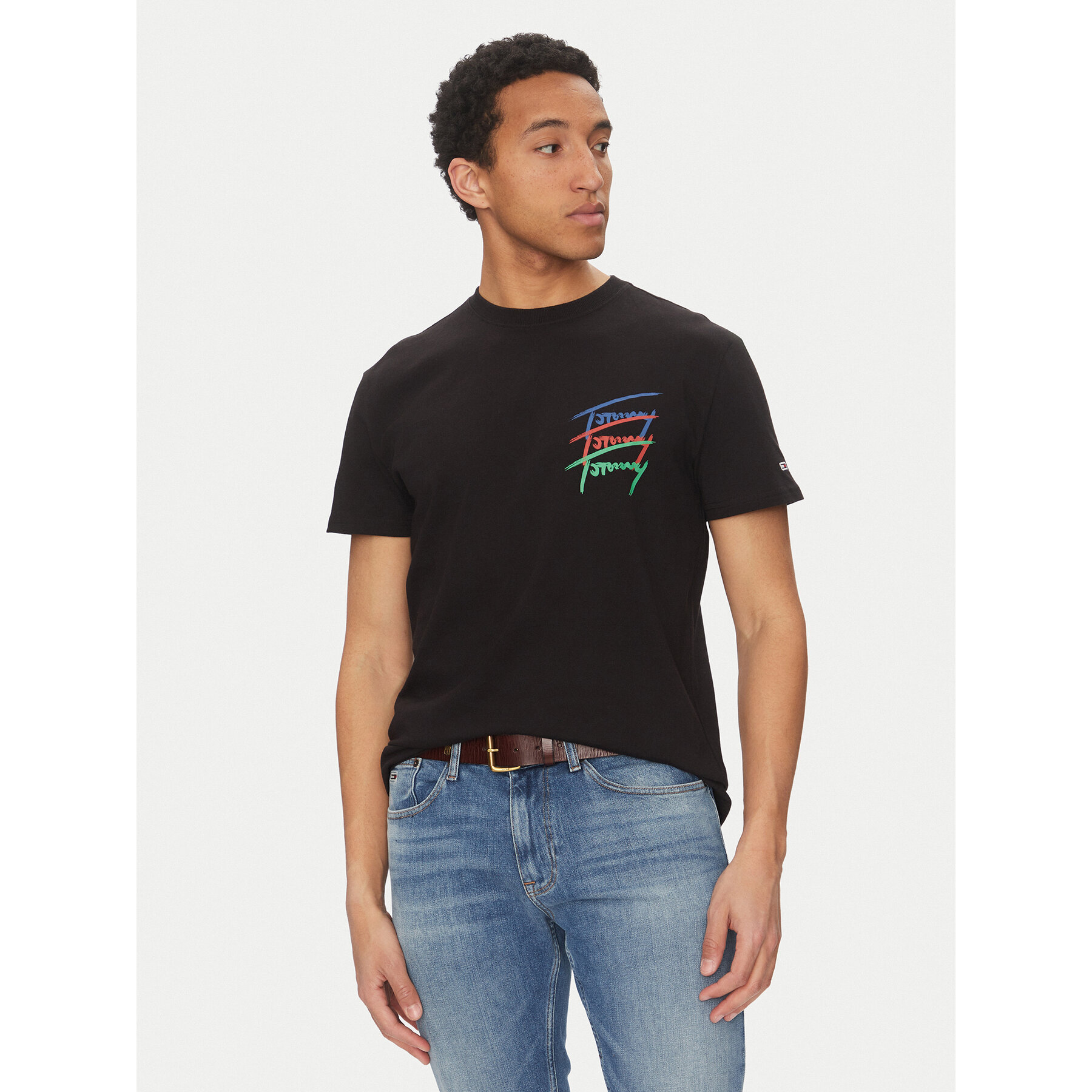 Tommy Jeans Póló Twisted Signature DM0DM20771 Fekete Regular Fit