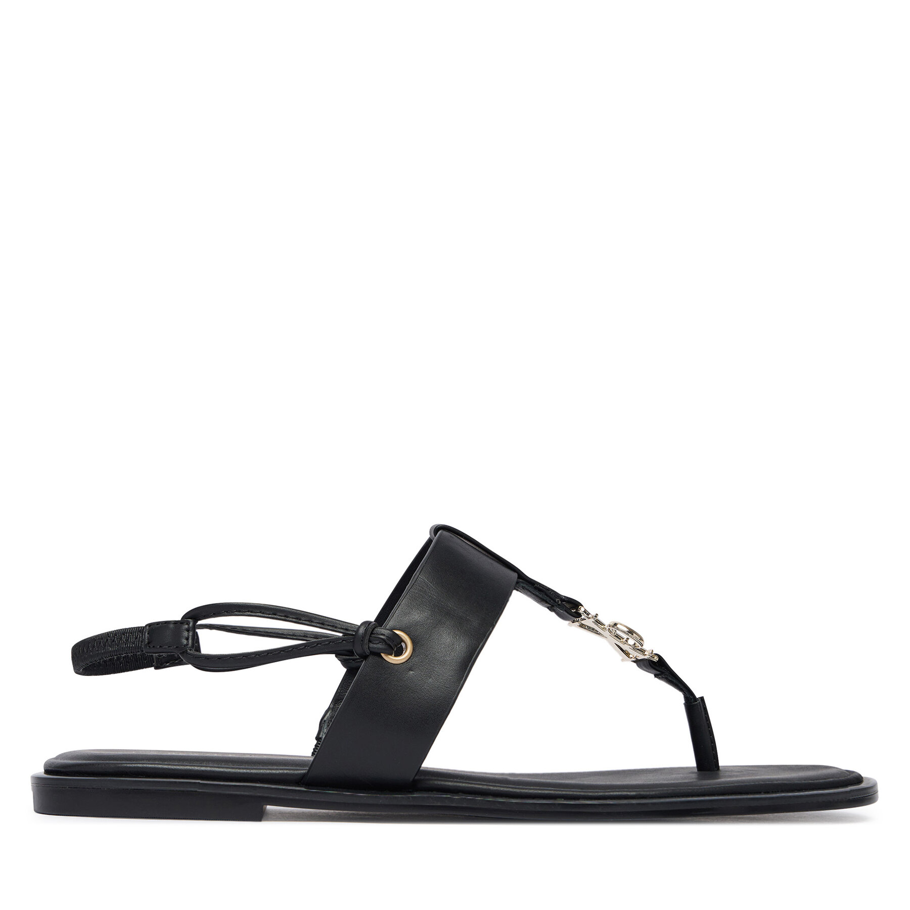 Sandali Calvin Klein Round Flat Sndl Thong Lth Hdw HW0HW02926 Črna