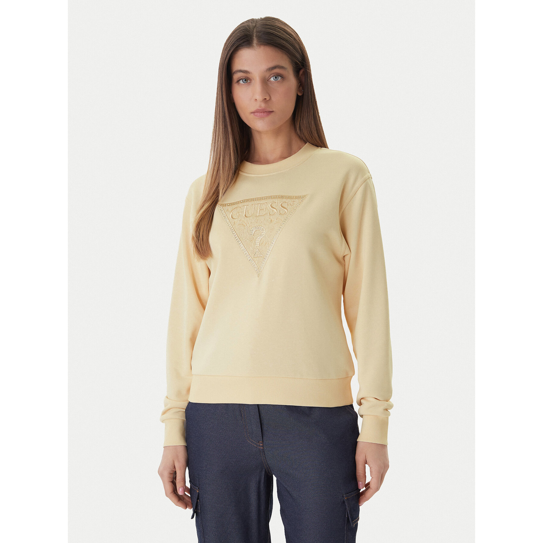 Guess Sweatshirt W6GQ09 K3183 Hellgelb Regular Fit