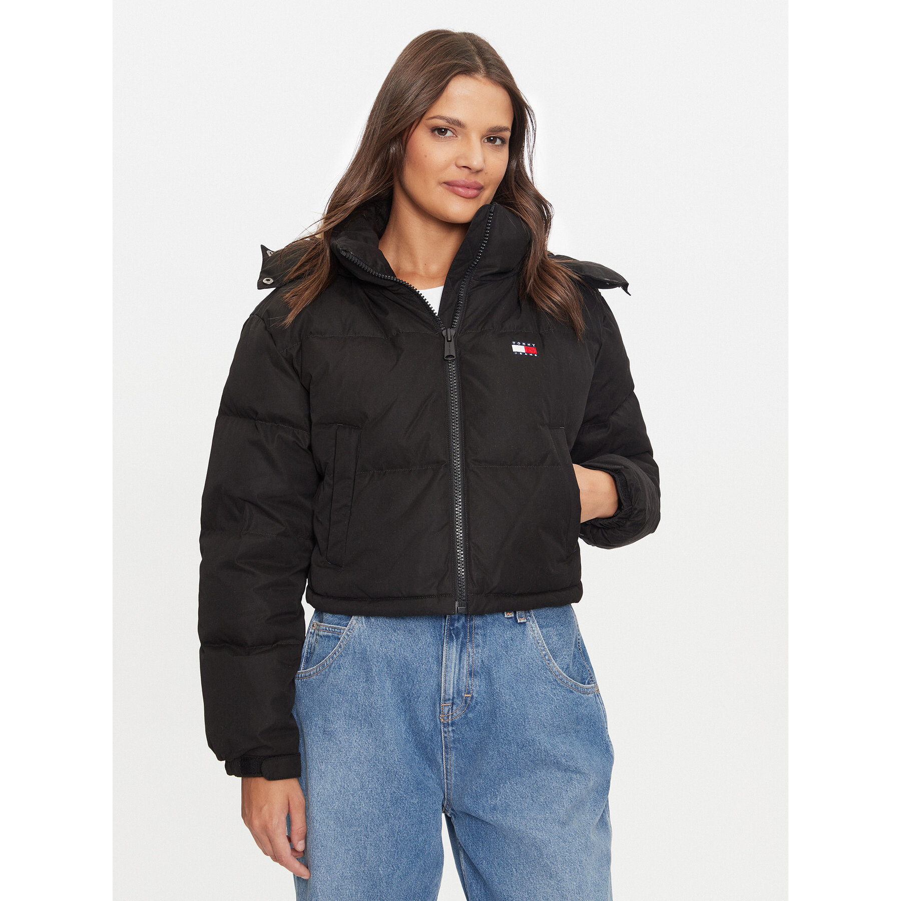 Tommy Jeans Daunenjacke Alaska DW0DW19687 Schwarz Regular Fit