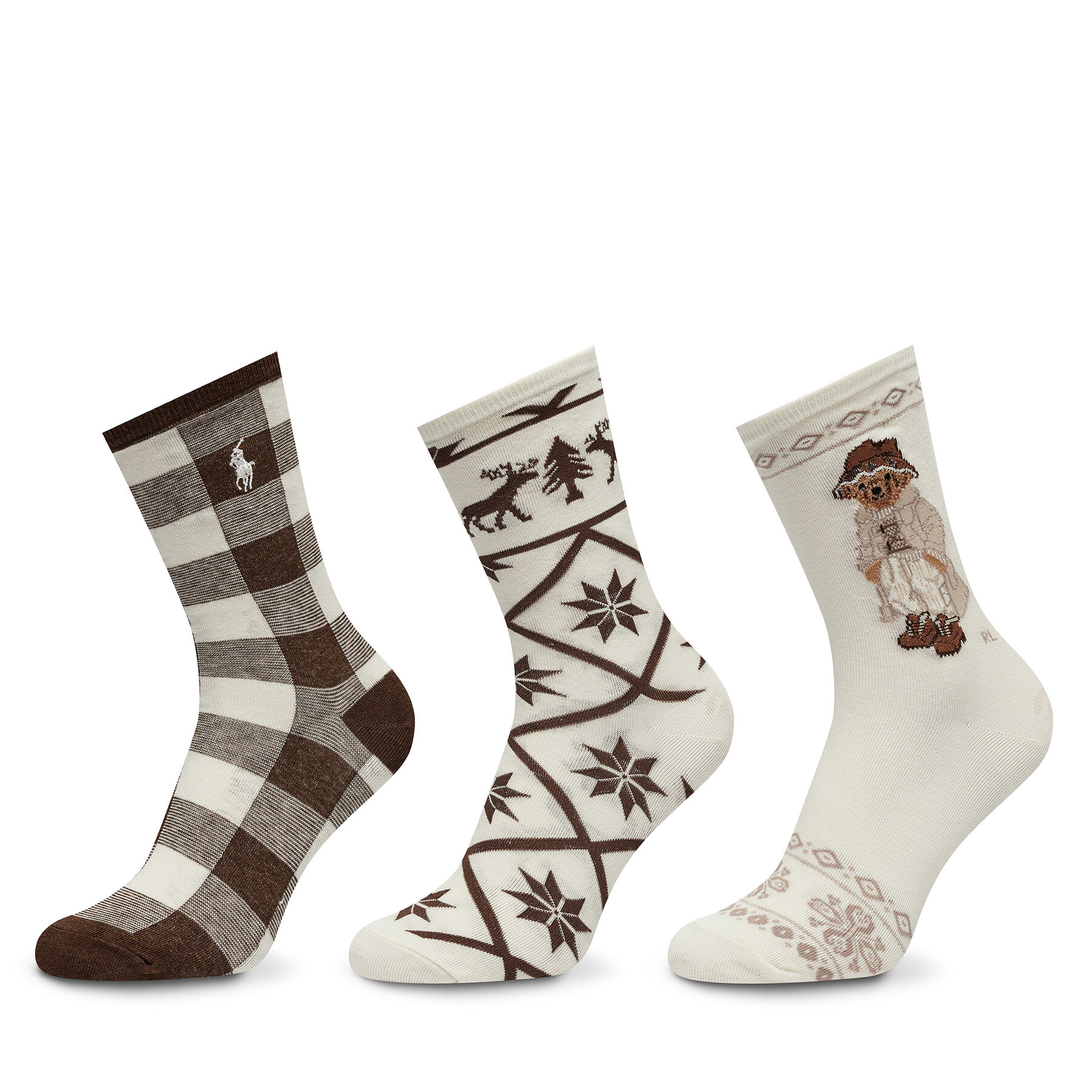 3 pares de calcetines altos para mujer Polo Ralph Lauren 455956279001 Beis