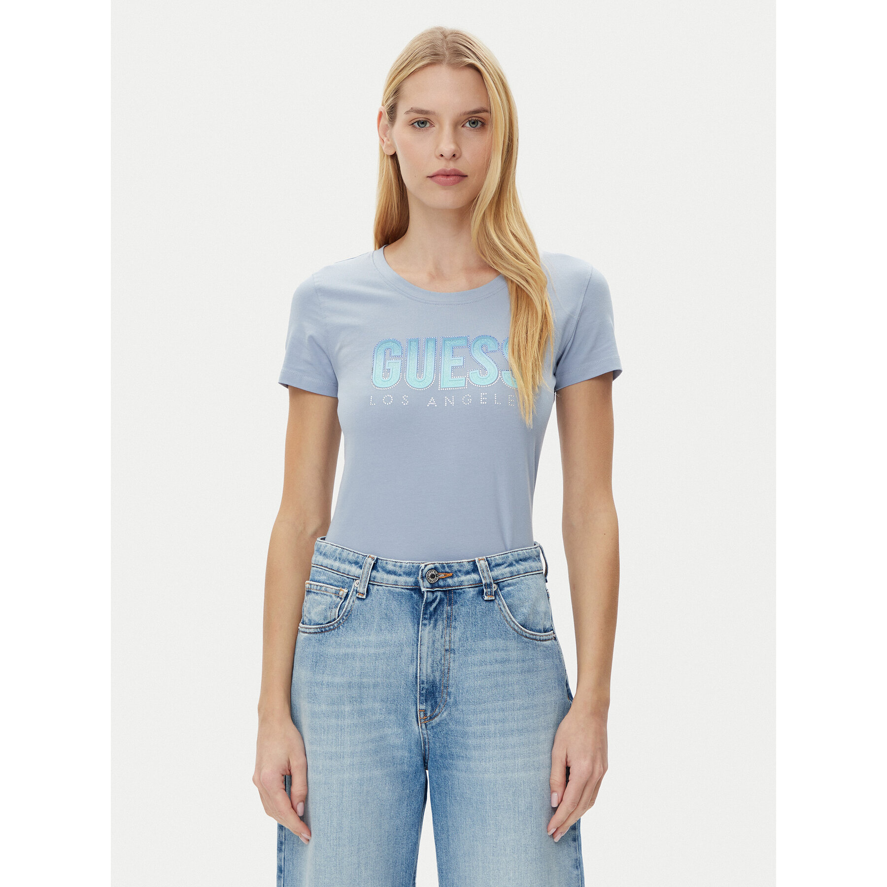 Guess Póló W5GI14 J1314 Kék Regular Fit