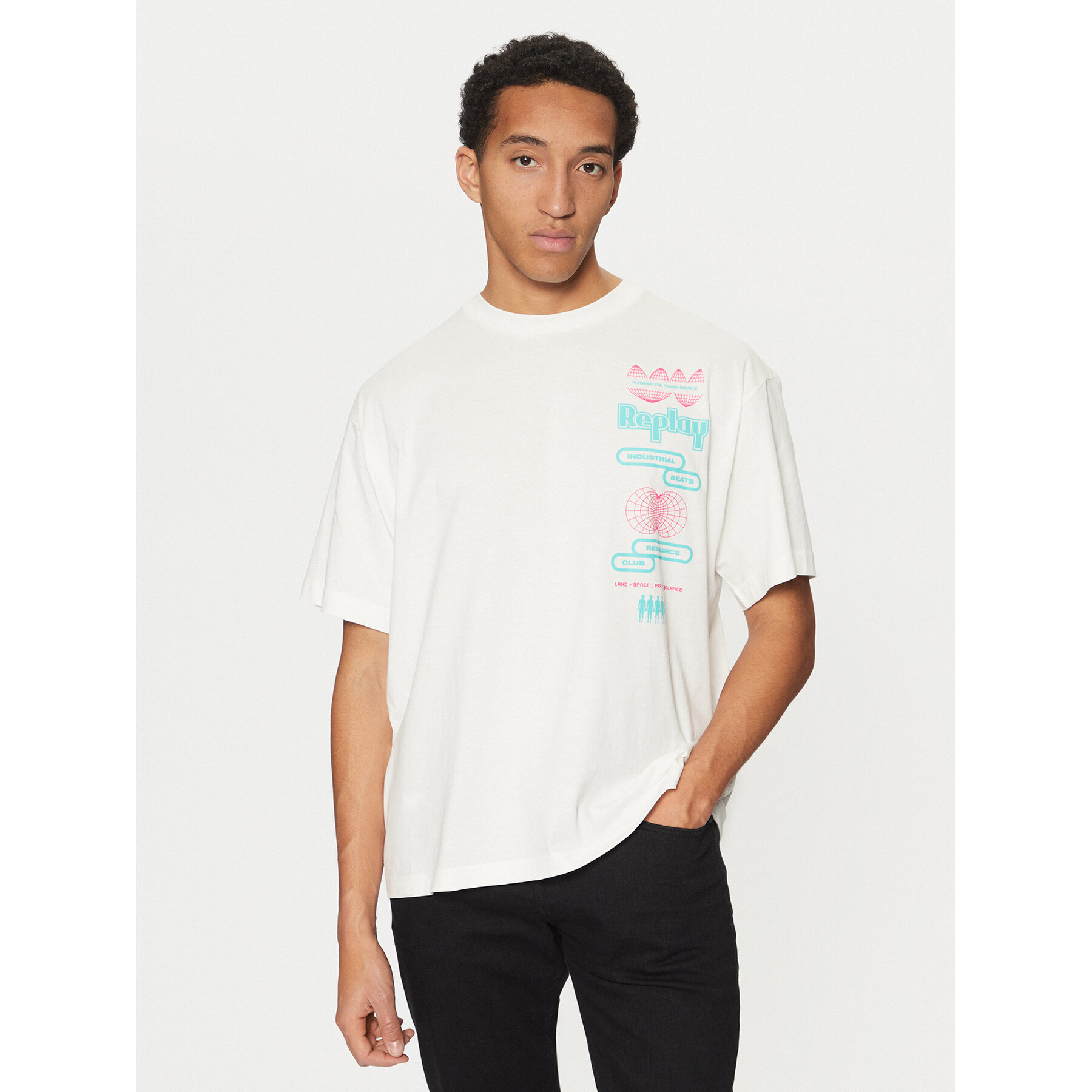 Replay Póló M6880 .000.2660 Fehér Loose Fit