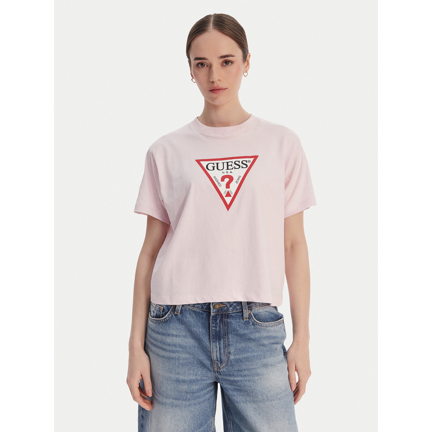 Guess Jeans T-shirt W4YI73 K8HM0 Ružičasta Regular Fit