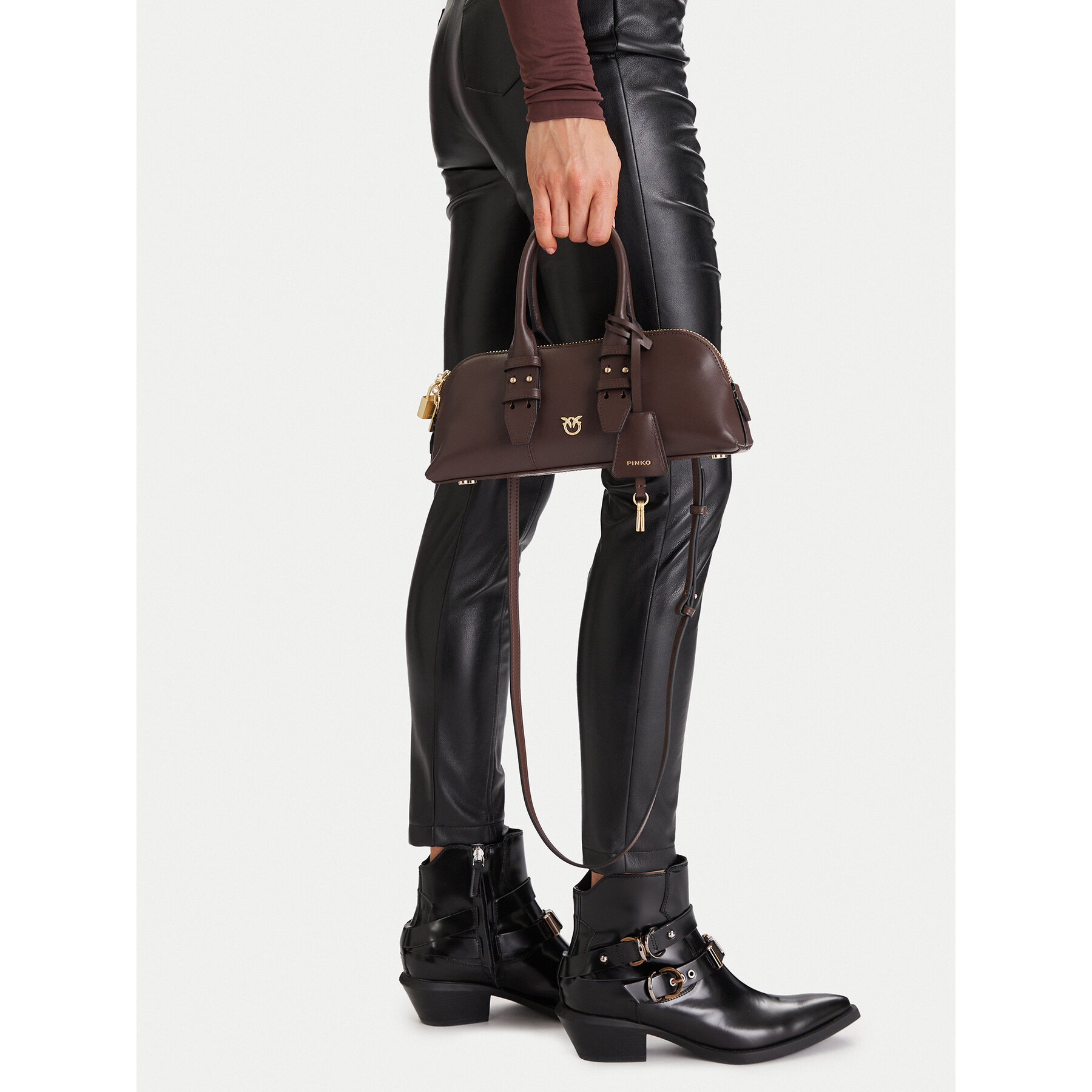 Borsetta PINKO Bowling Bag Baguette AI 25-26 PLTT 105334 A0QO Marrone