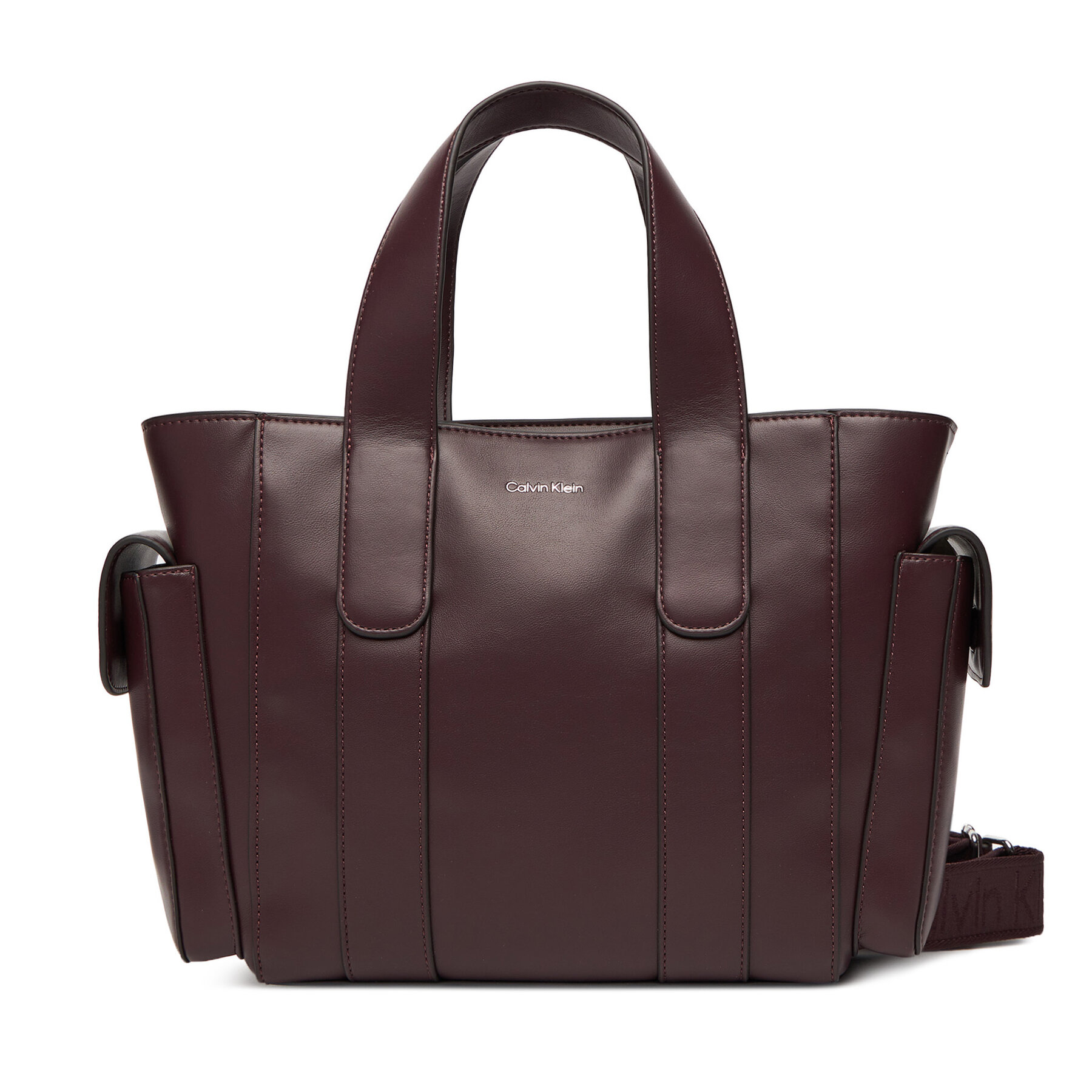 Geantă Calvin Klein Webbing Strap Small Tote LV04F3290G Vișiniu