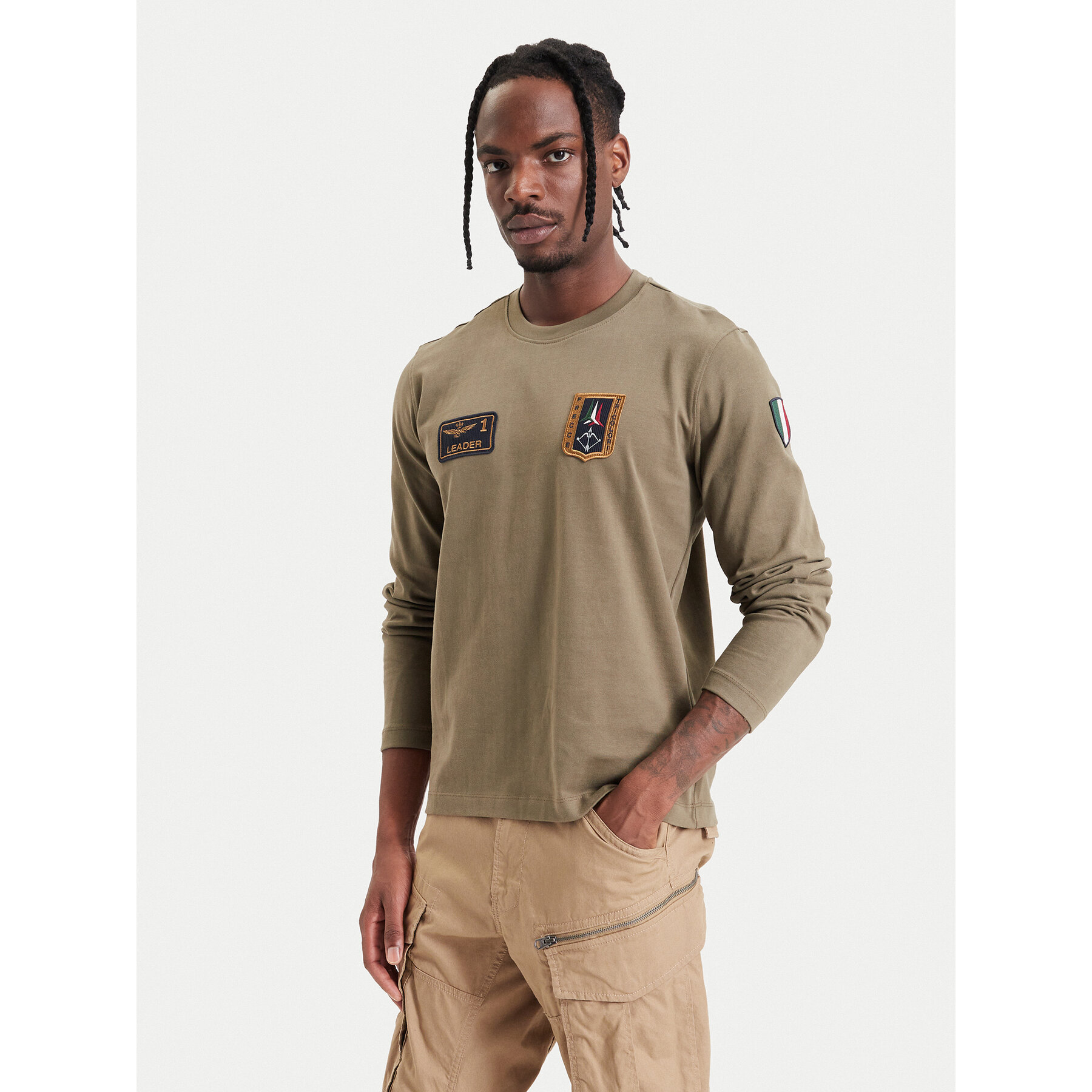Aeronautica Militare Longsleeve 262TS2568UJ00703 Khakifarben Regular Fit