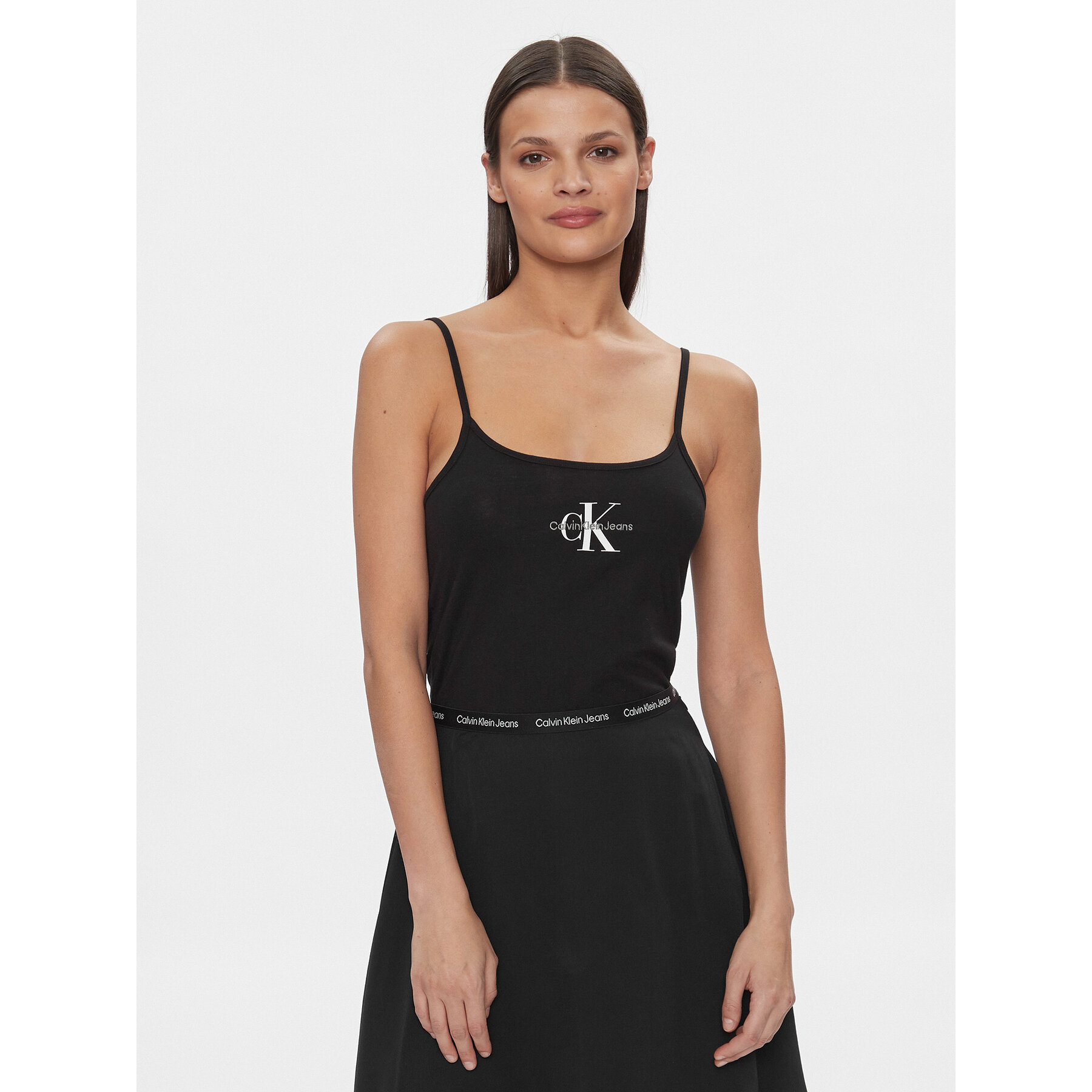 Calvin Klein Jeans Τοπ Monologo J20J223105 Μαύρο Slim Fit