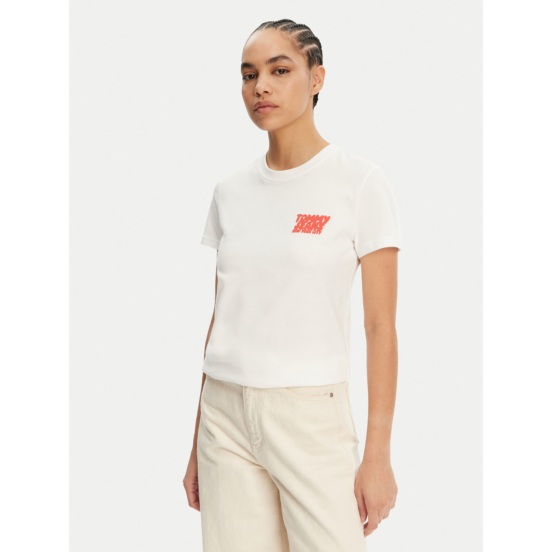 Tommy Jeans Majica Bubble DW0DW21338 Bela Regular Fit