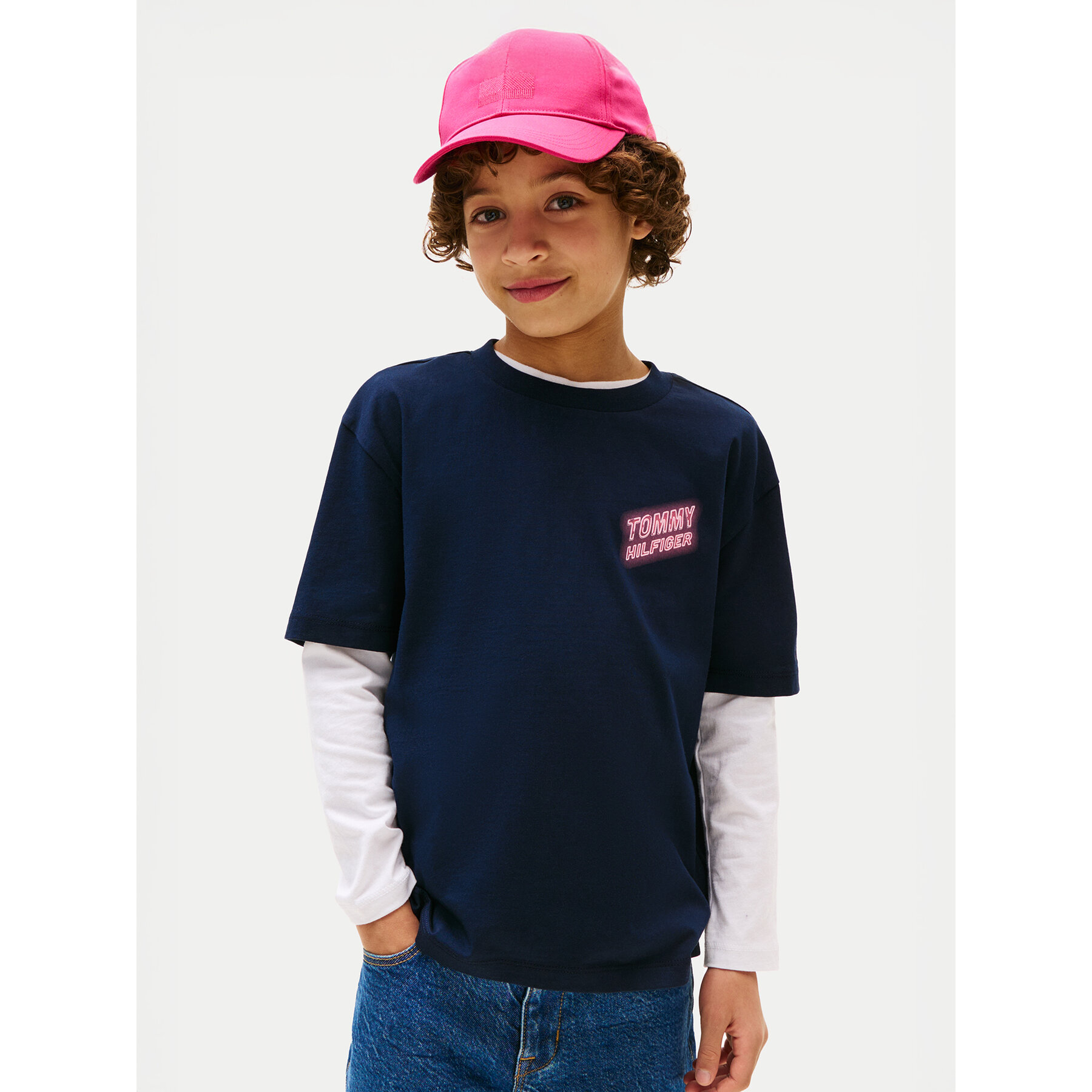 Tommy Hilfiger T-Shirt Neon Graphic KB0KB09849 Blu Scuro Regular Fit