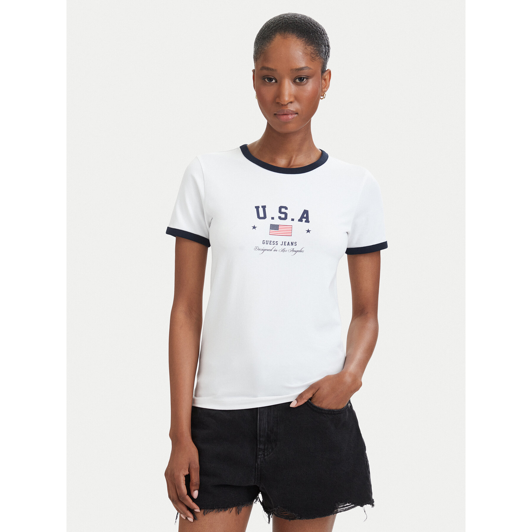 Guess Jeans T-Shirt W6YI16 K3995 Weiß Slim Fit