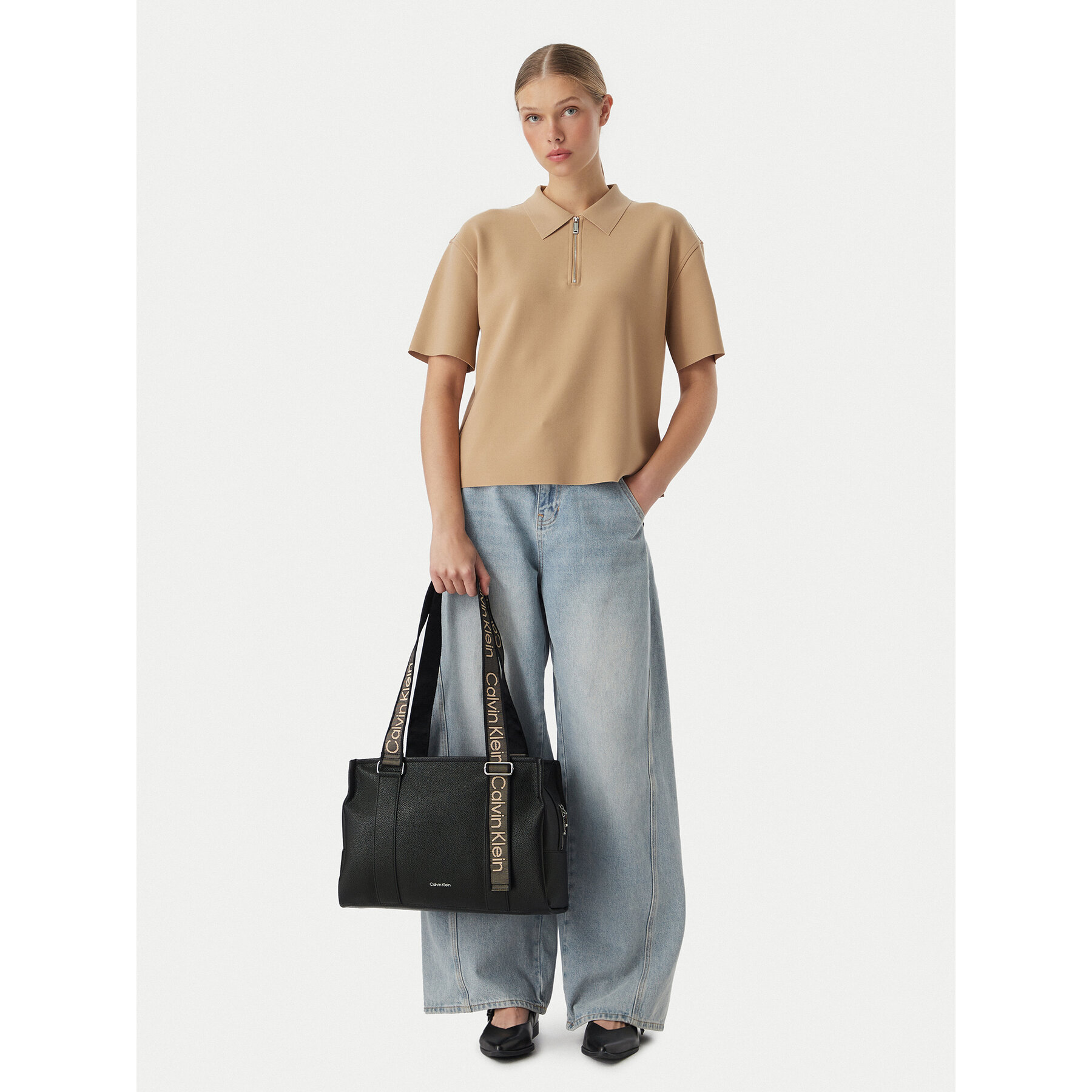Torbica Calvin Klein Webbing Adj Strap Tote LV04F3644G Crna
