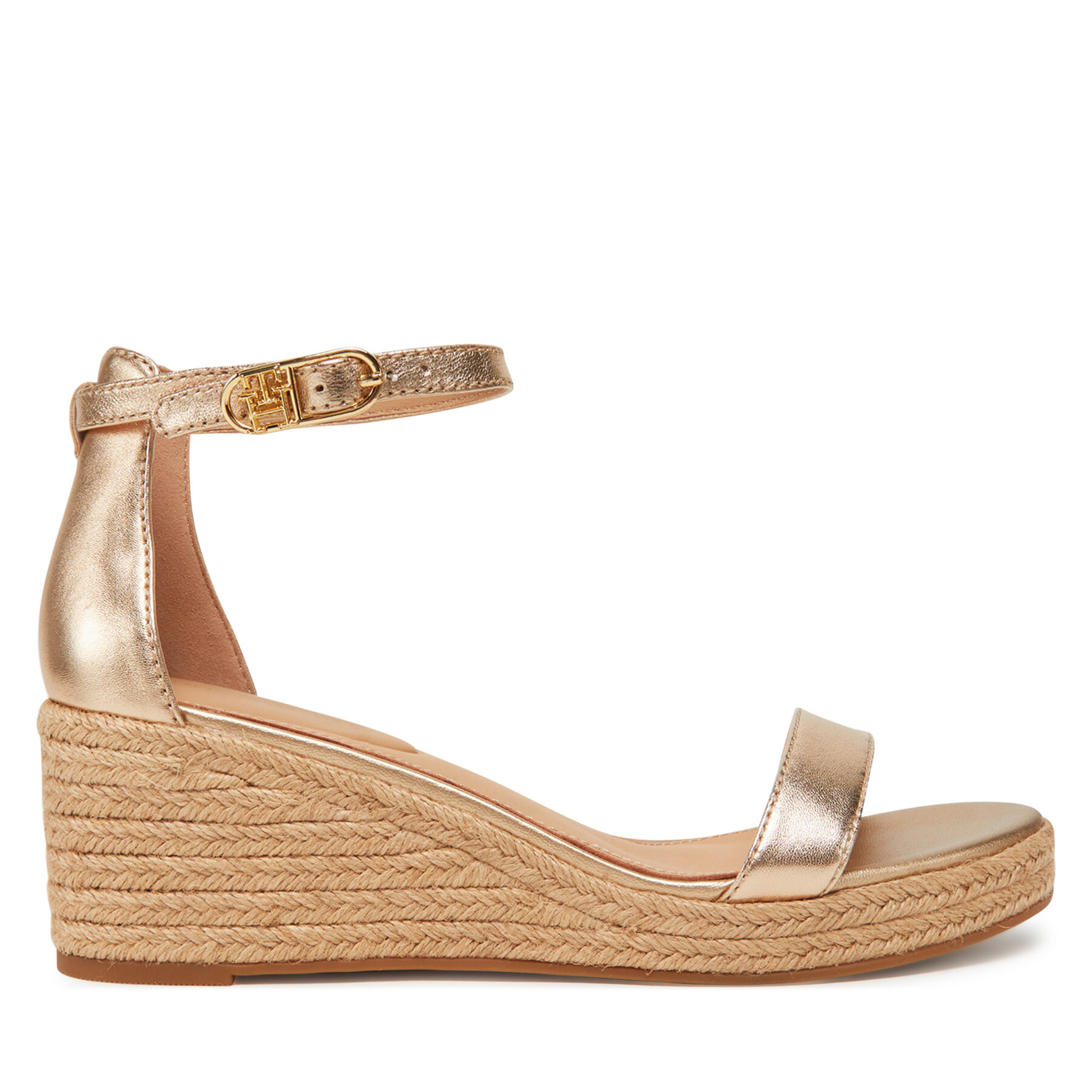 Espadrile Tommy Hilfiger Th Metallic Mid Wedge Espadrille FW0FW08663 Auriu