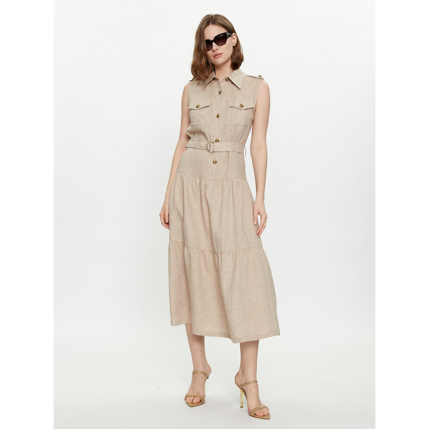 Luisa Spagnoli Kleid für den Alltag Principato 540880 Beige Regular Fit