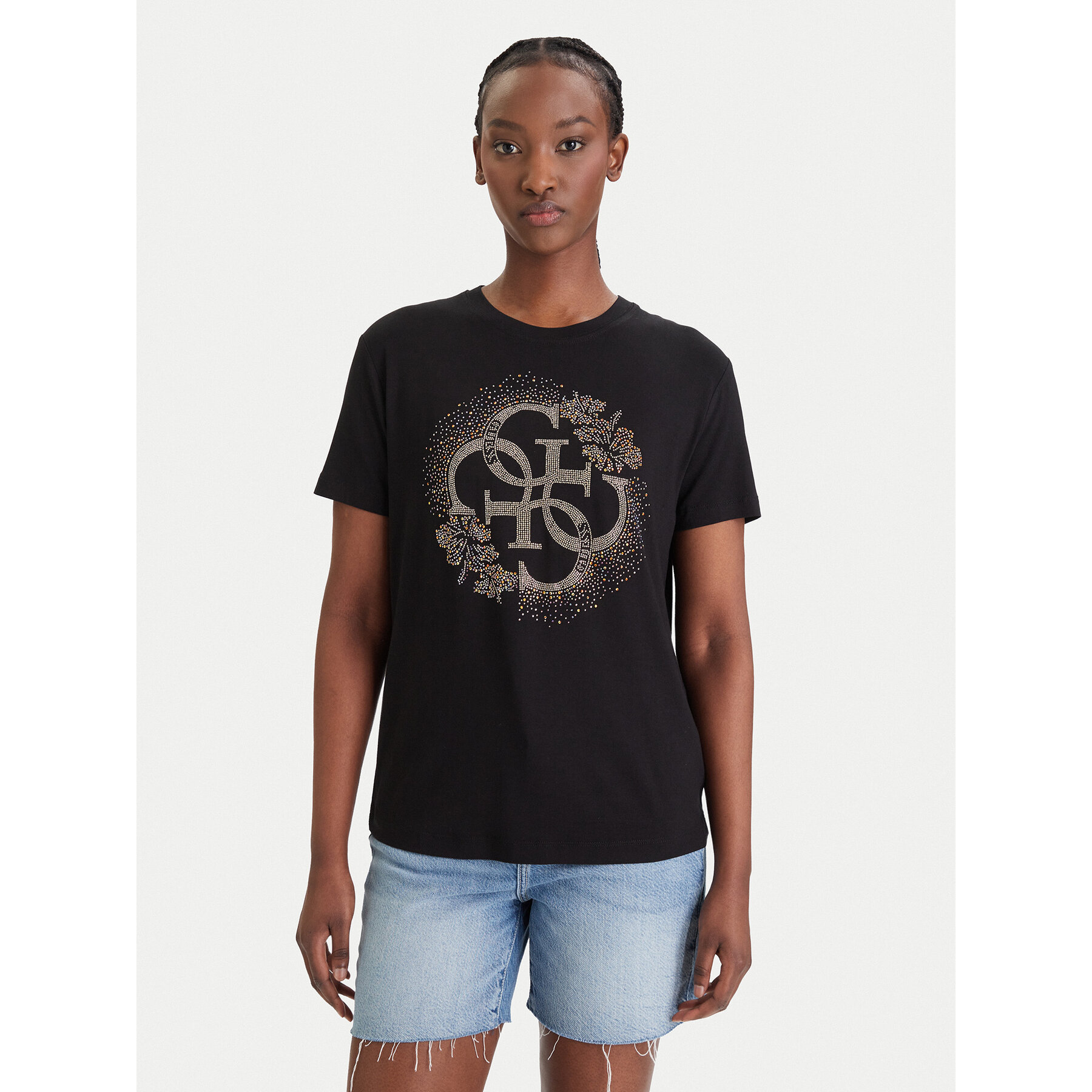 Guess T-shirt E6GI01 K68D2 Crna Regular Fit