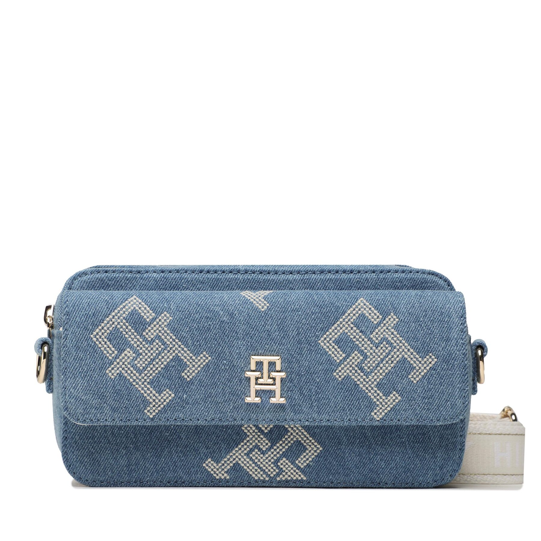 Geantă Tommy Hilfiger Iconic Tommy Camera Bag Denim AW0AW15052 1CD 1CD imagine noua 2022