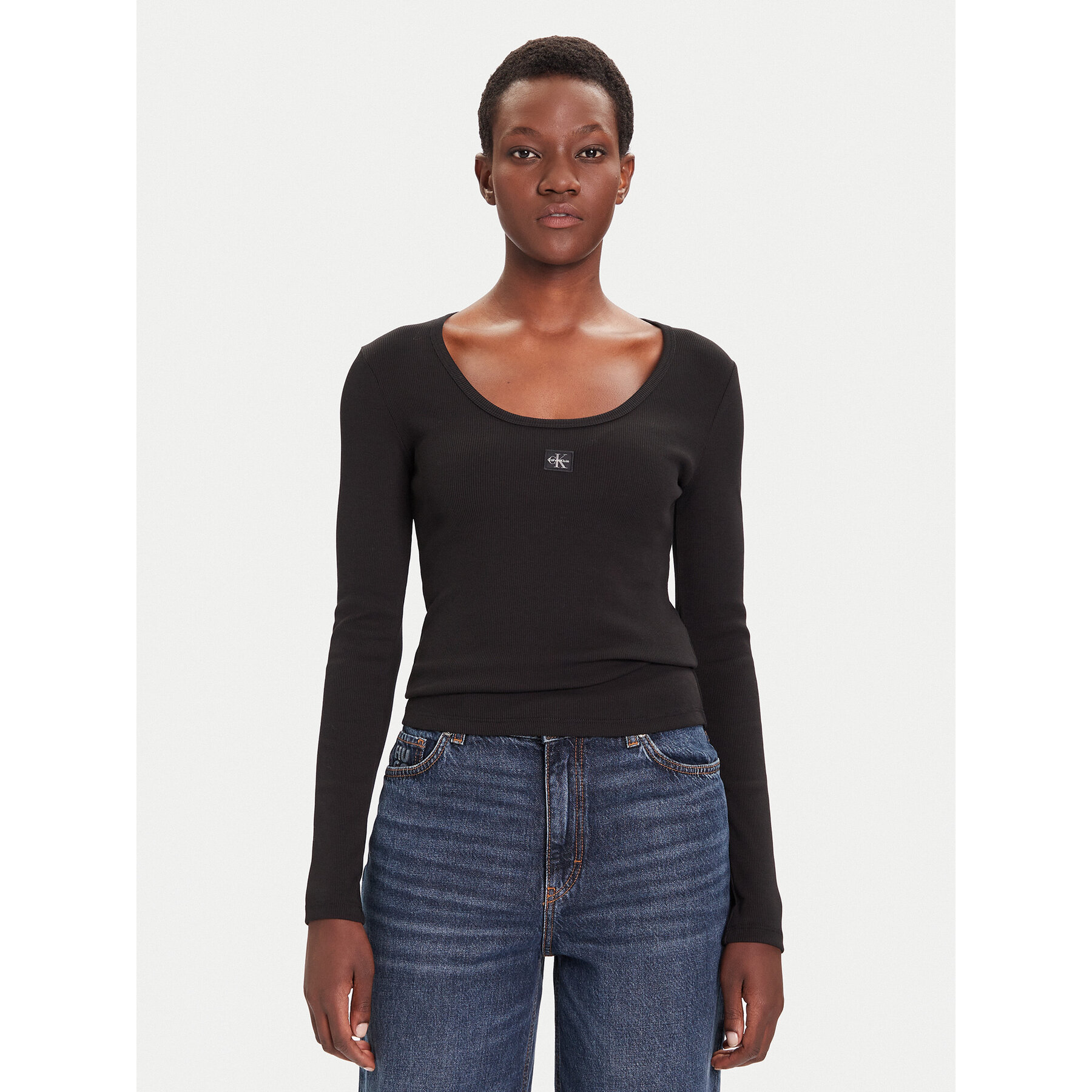 Calvin Klein Jeans Bluse LV047D218G Schwarz Slim Fit