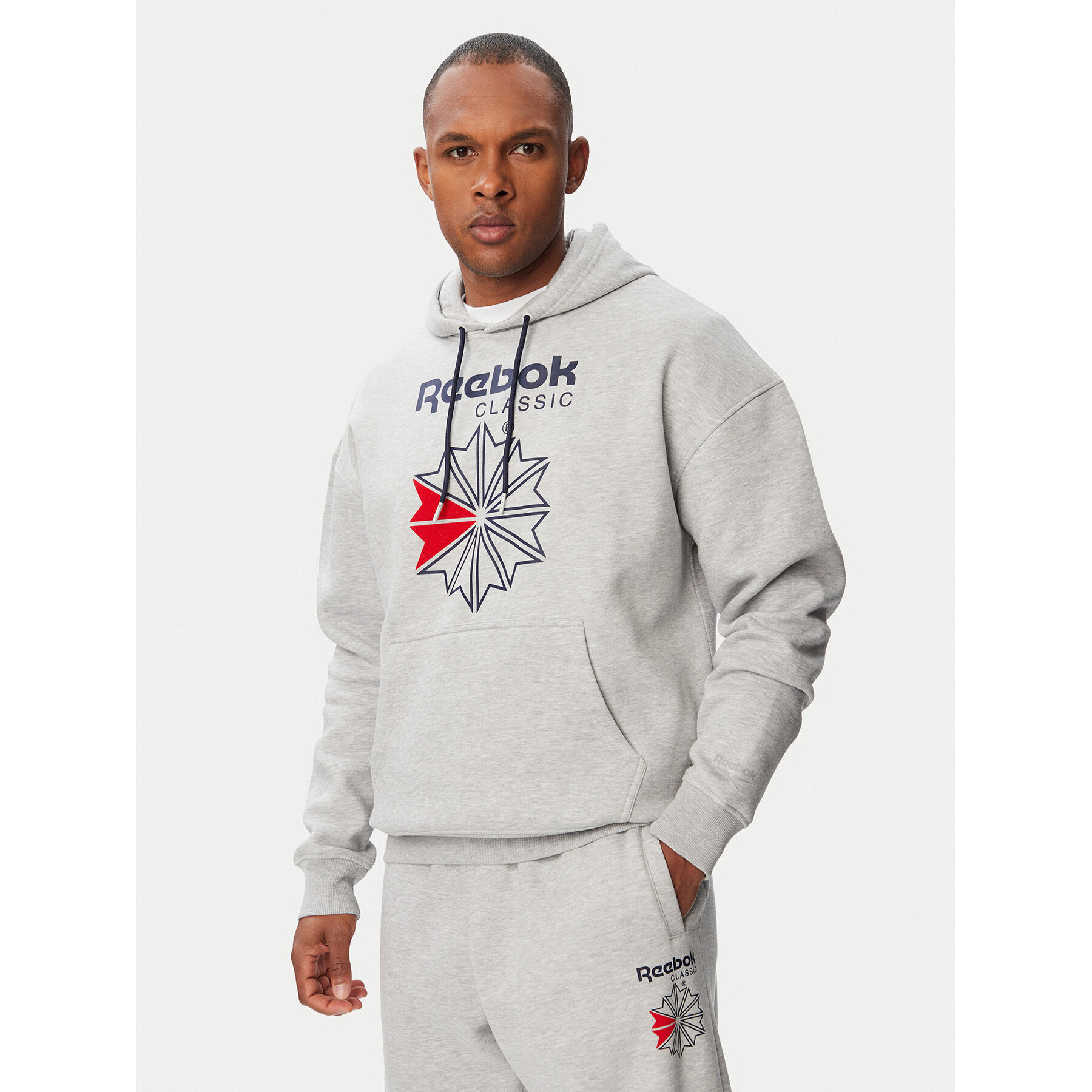 Reebok Majica dugih rukava Hainrich RK25734CCM Svijetlo siva Regular Fit