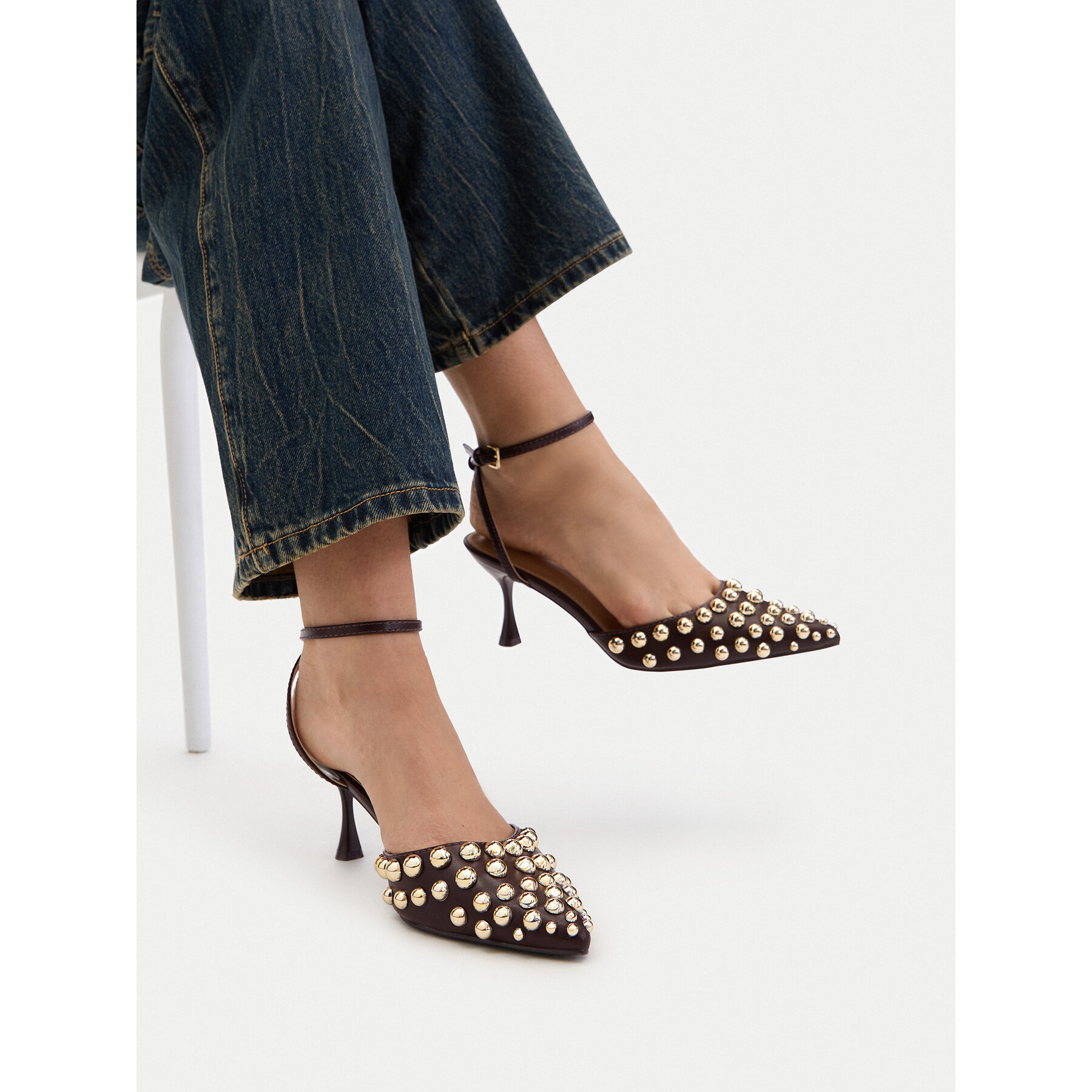 Pantofi cu toc subțire DeeZee CEO-HY0570-1 Maro