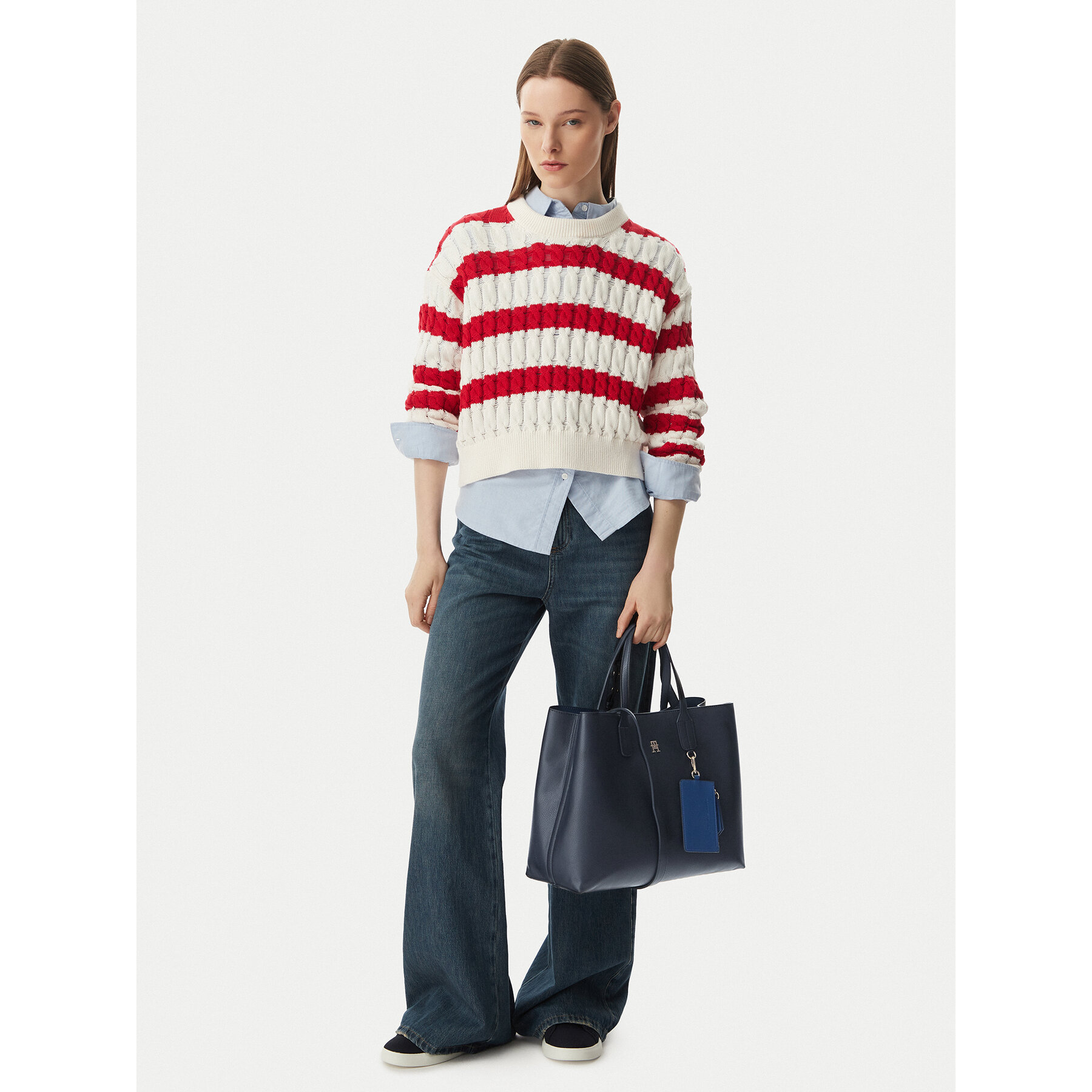 Дамска чанта Tommy Hilfiger Th Icon Satchel AW0AW18723 Тъмносин