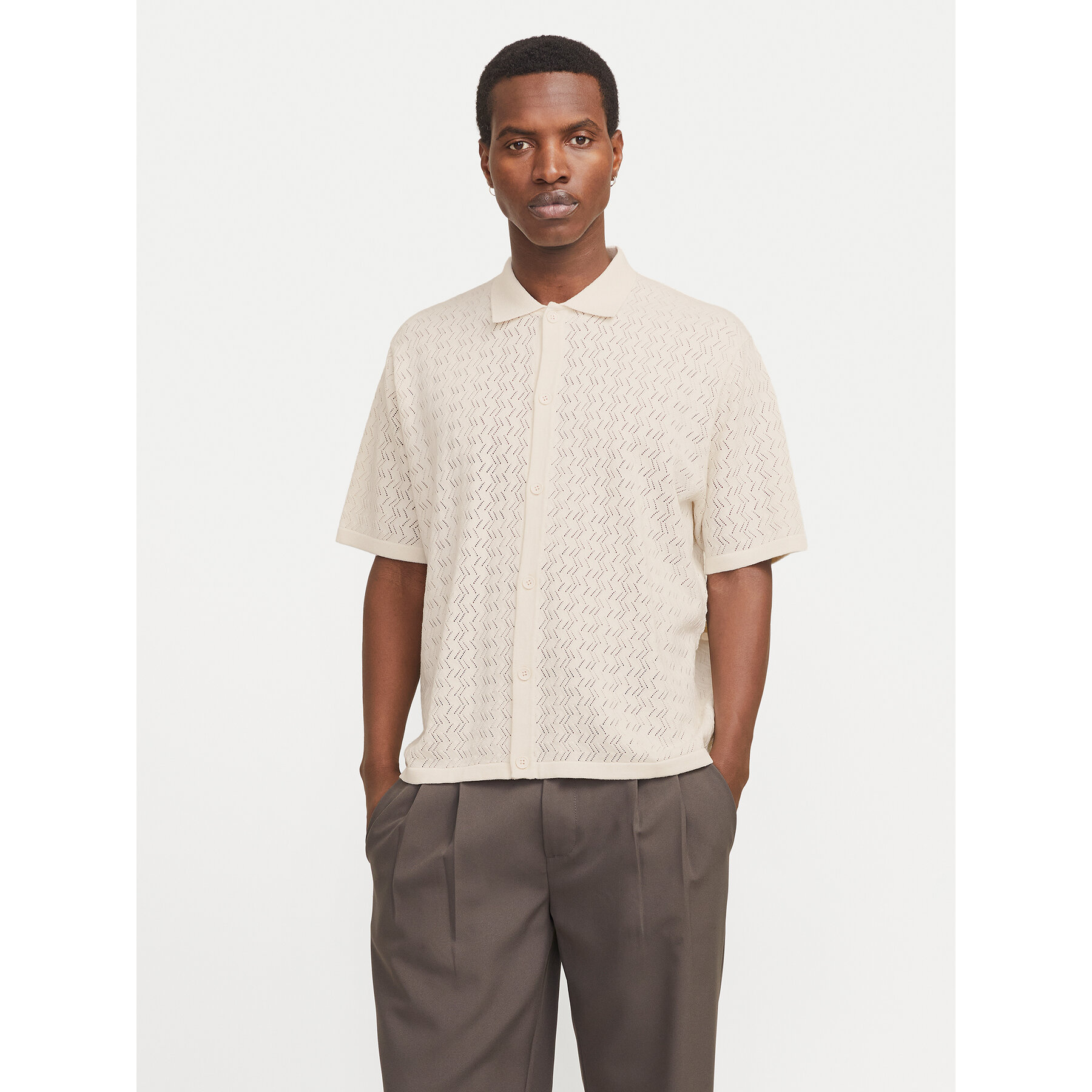 Jack & Jones Hemd Tyler 12272863 Écru Loose Fit