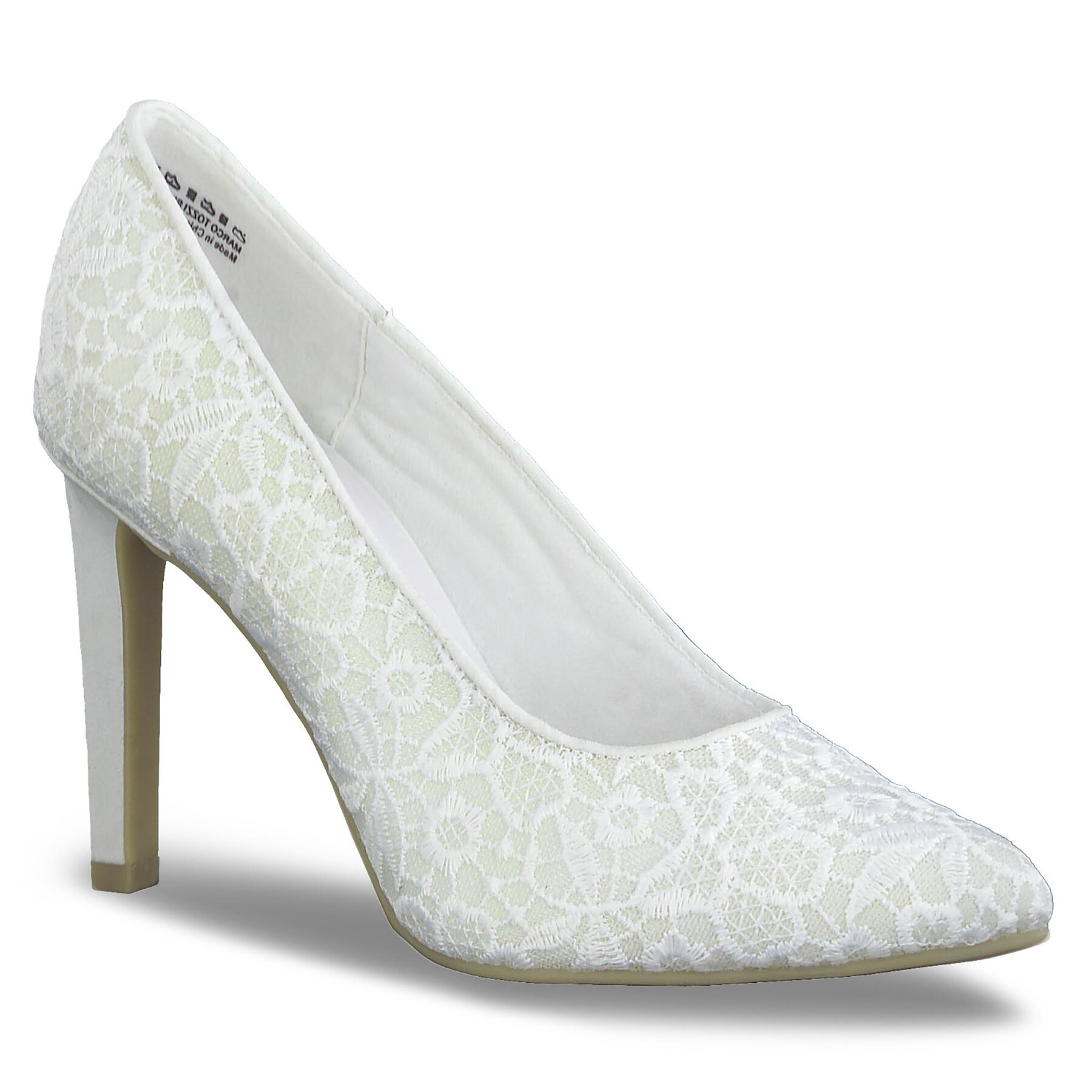 Pantofi cu toc subțire Marco Tozzi 2-2-22405-20 White Macrame