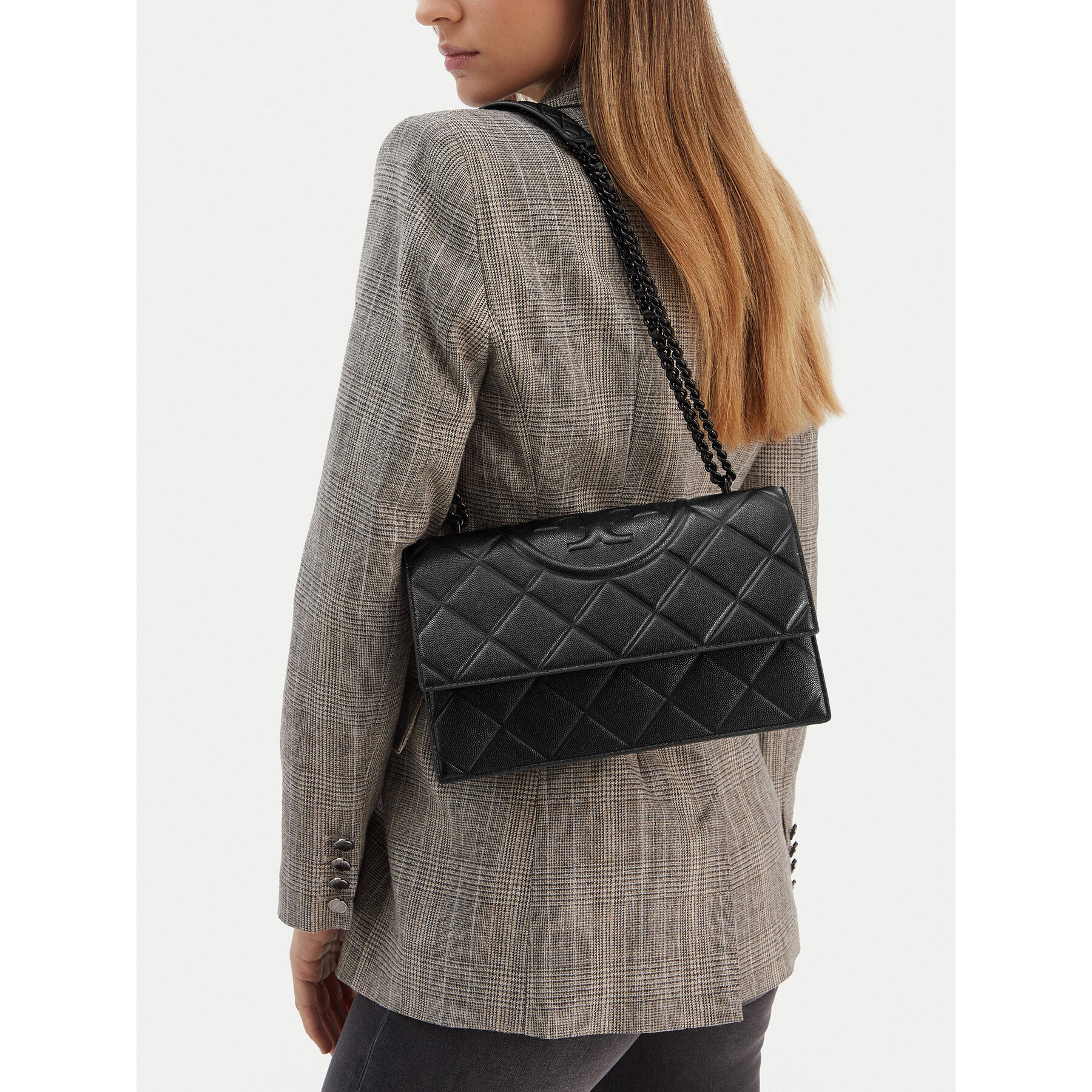 Torbica Tory Burch Fleming Soft Grain Convertible Shoulder Bag 169791 Crna